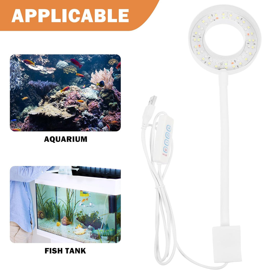 Alasum LED Aquarium Light with Adjustable Arm for Small Fish Tanks Compact Mini Lamp High Brightness Aquarium Lamp for Plant Growth and Tank Decoration USB Powered