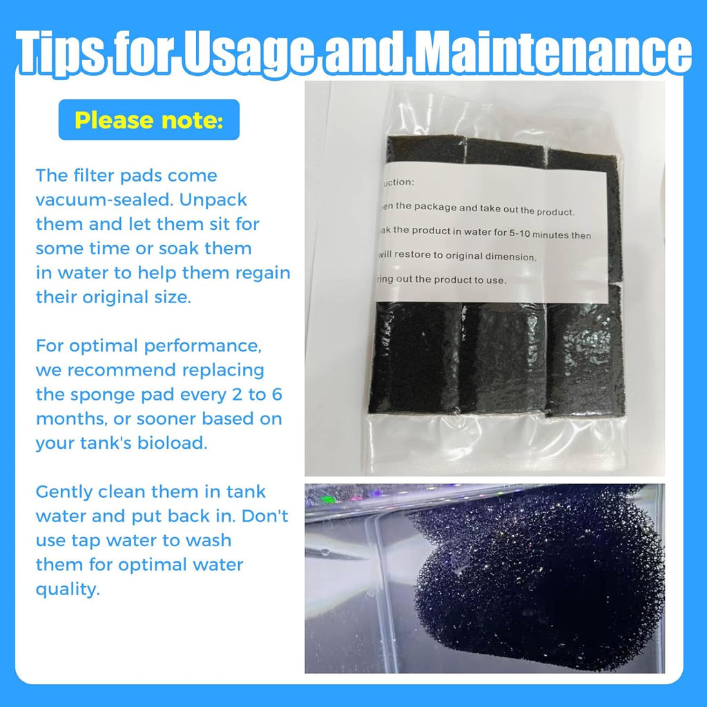 AQUANEAT 6-Pack Pre-Filter Sponge for Aquarium Shrimp Fry Fish Tank Filter 1” Intake, Replacement Foam Cover