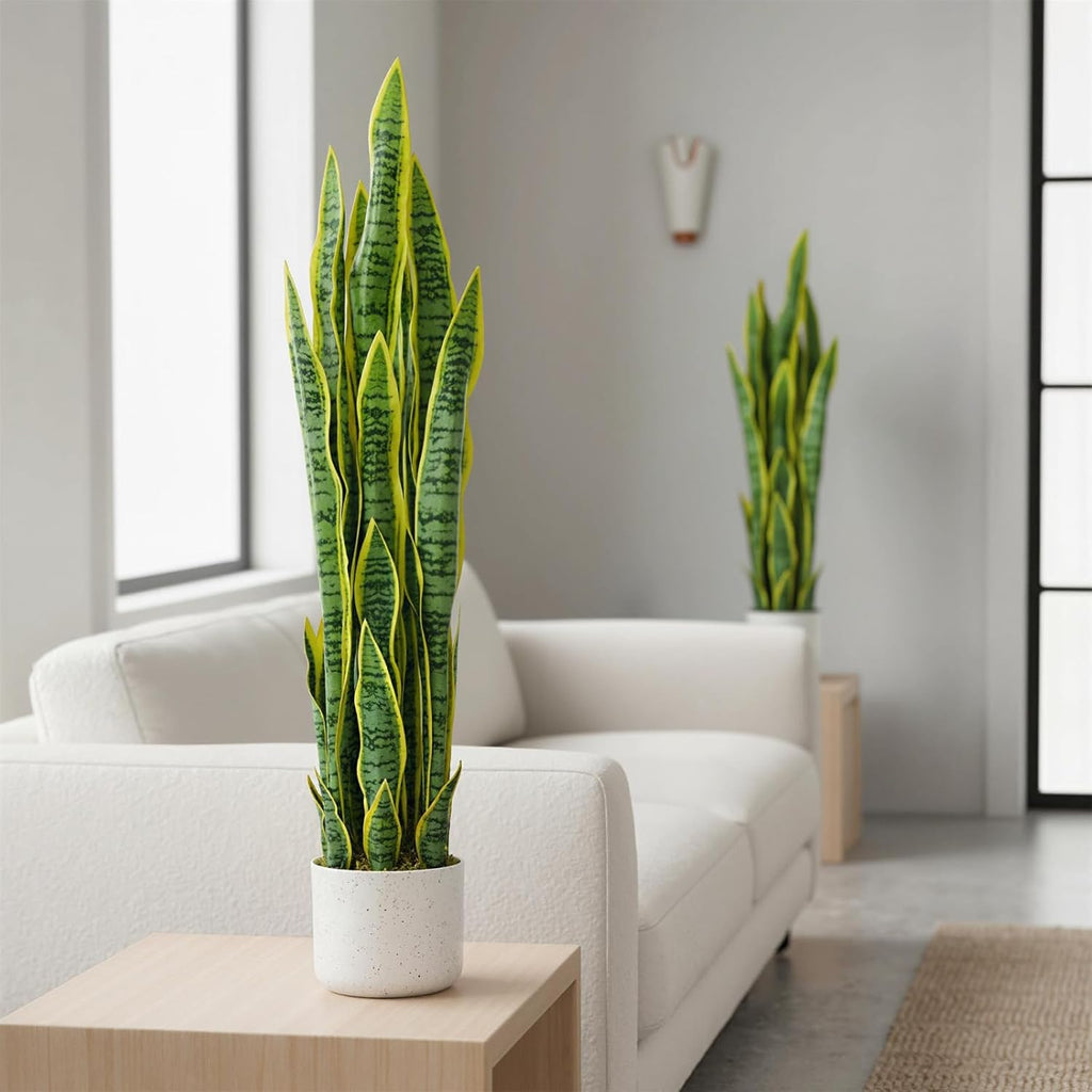 Garvee 3 ft Tall Fake Snake Plant in Pot, Large Potted Artificial Sansevieria Mother in Law Tongue Plant, No Assembly Required for Living Room Hallway Entryway