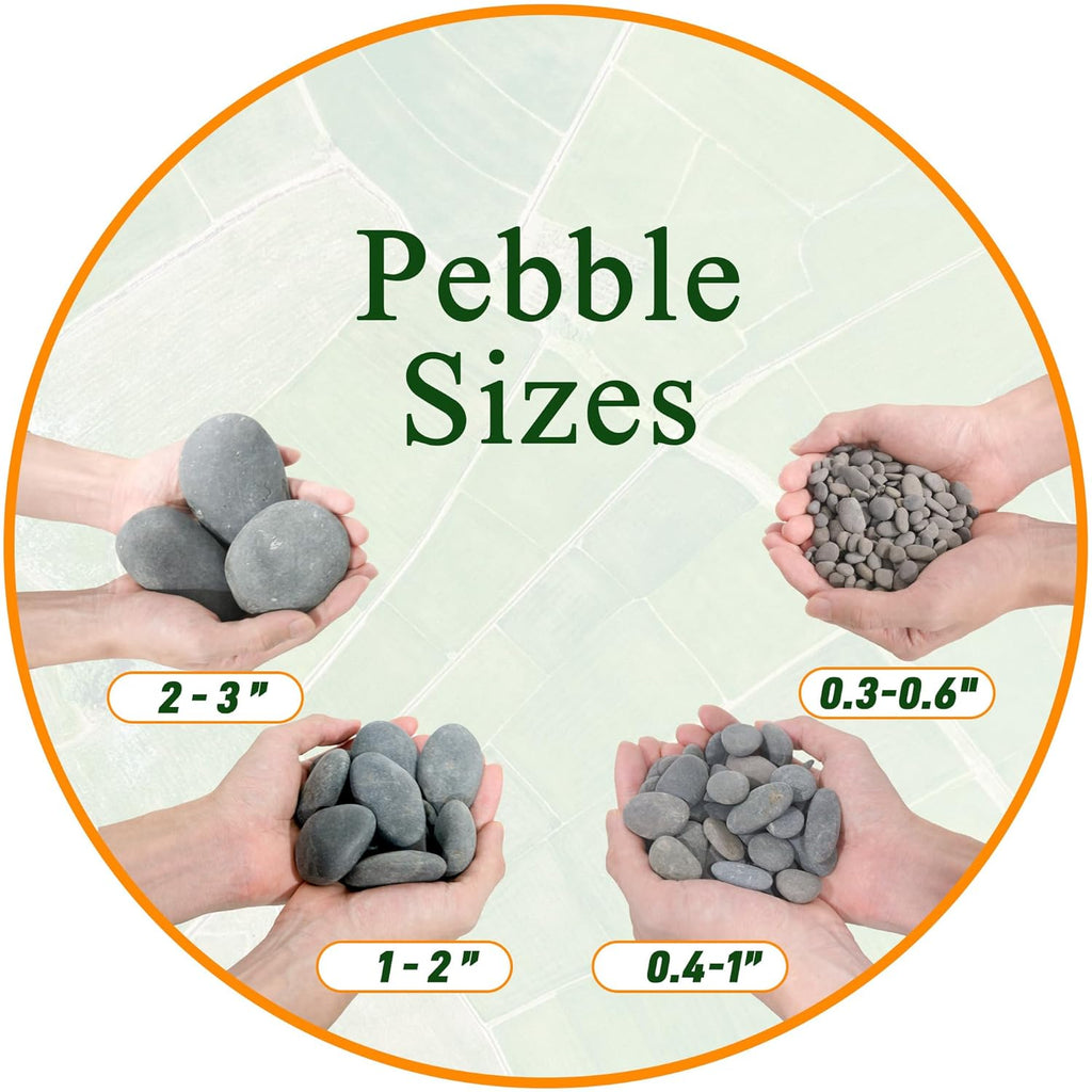 5 lbs Mexican Beach Pebbles, 0.4-1 Inch Natural River Rocks for Indoor Plants Vase Fish Tank Aquarium Fountain, Decorative Stone for Landscaping Garden Paving Walkways Backyard, Grey