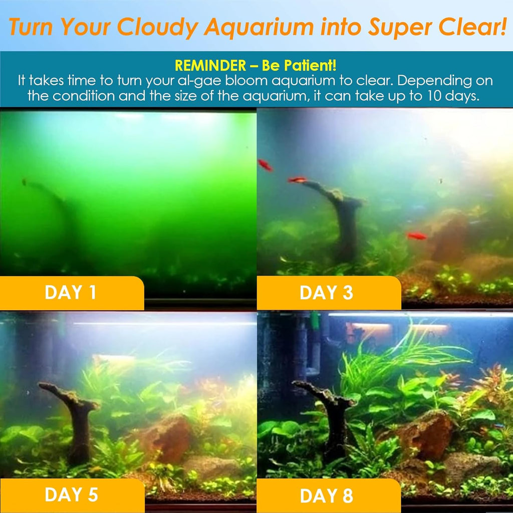 AquaMiracle Aquarium Filter with U - V Light & Pre-Filter Sponge, Fish Tank Filter with Timer for Green Water, Green Clean Machine Turtle Filter with Aeration for Aquarium and Pond 60-120 Gallon