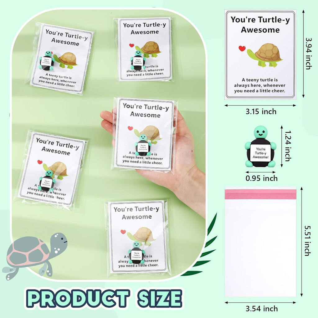Gejoy 75 Pcs Inspirational Turtle Gifts Bulk Include 25 Mini Rubber Turtle 25 Motivational Card 25 Package Bag You're Turtley Awesome Positive Gifts for Employee Coworker Staff Teacher Team Friends
