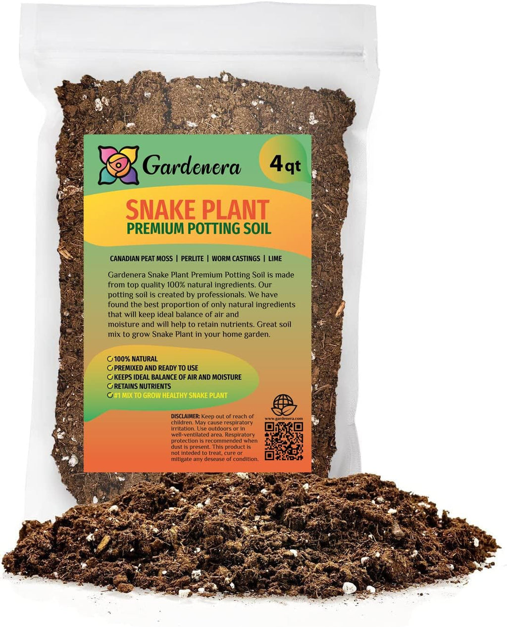 Gardenera RA Premium Snake Plant Potting Soil Mix, Green Sansevieria Trifascatia Zeylanica Plants, Plant or Re-Pot Your Snake Plant - (4 Quart Bag), (SNAKE-PLANT-4QT)
