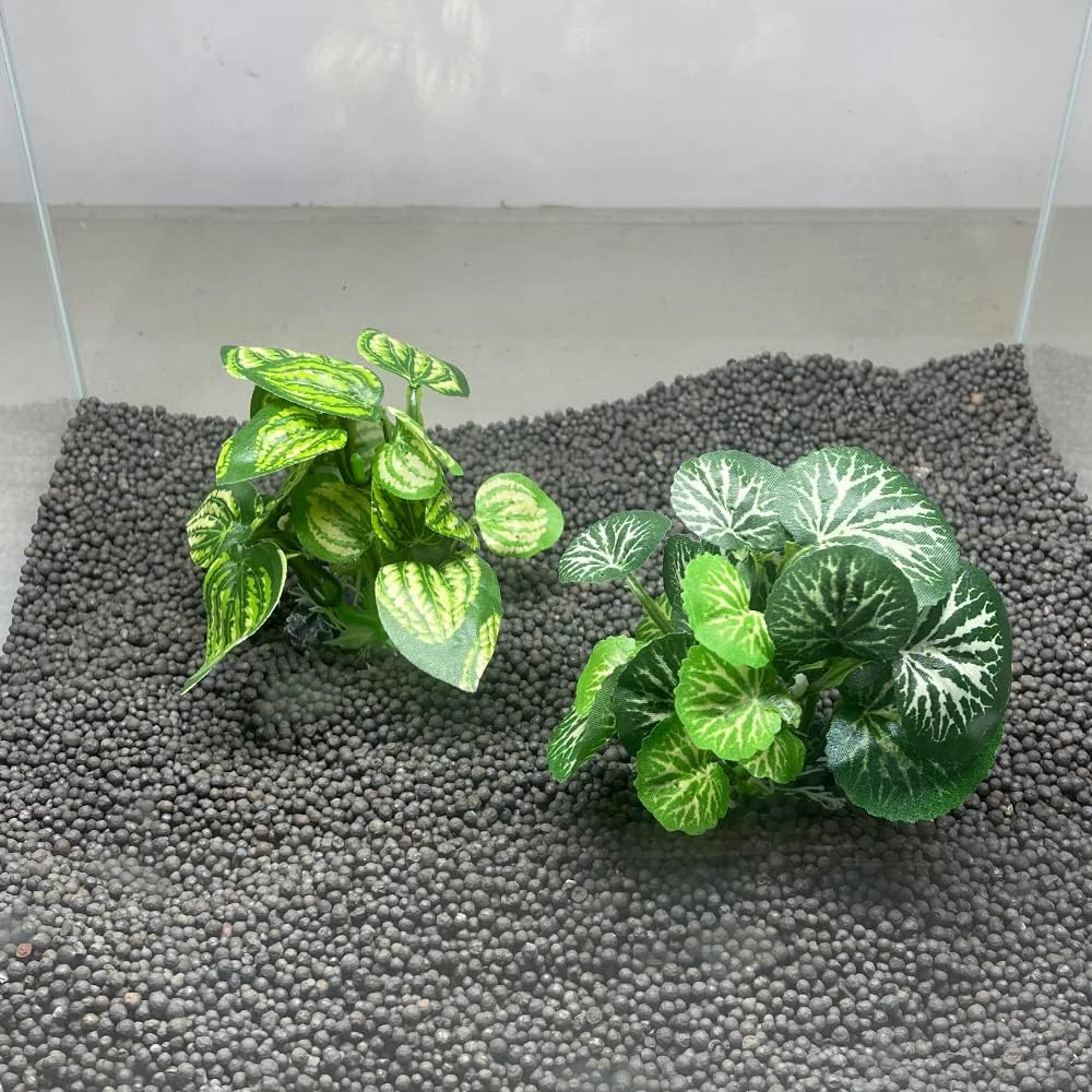 Smoothedo-Pets Aquarium Plants Betta Fish Tank Decorations 4inch/2pcs Soft Silk Artificial Plant Goldfish Waterscape Fish Hides Snake Tank/Reptiles Plants(A-2pcs Set/Green)