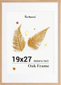 Fun Memories 19x27 Oak Picture Frame for Wall, 19x27 Frame with Matted to 16x21, Solid Wood Picture Frames for Wall Art Photo and Prints (Nature, 1 Pack)