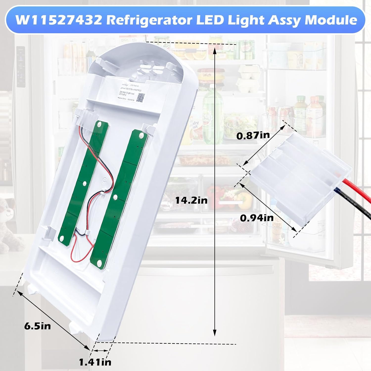W11527432 Refrigerator LED Light Assy Module Replace W11387579 W11333374 W11042554 W11101384 W11245960 Fits for Whirlpool Maytag Amana Refrigerator LED Light Replacement WRF555SDFZ09 WRX735SDHZ02