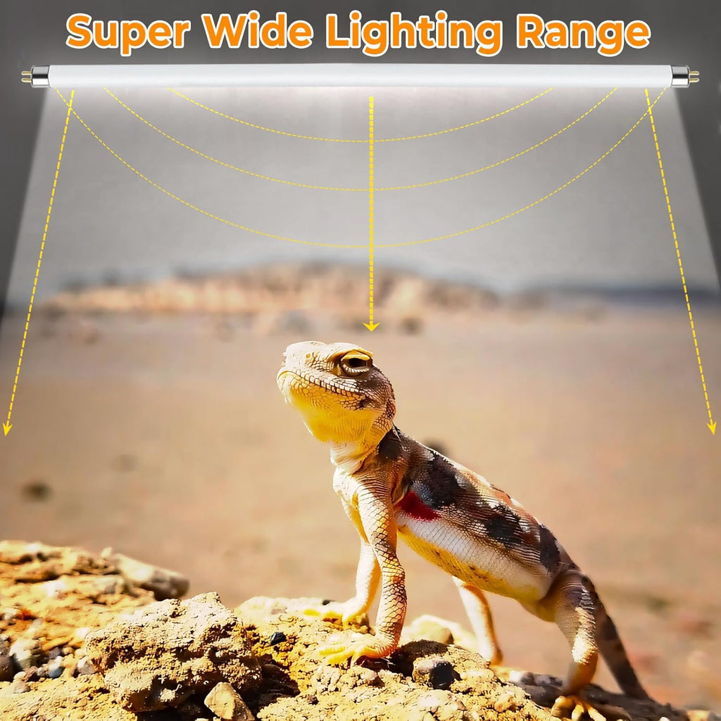 2 Pack T5 HO 10.0 UVB Reptile Bulb 8W, 12-Inch UVA Light for Bearded Dragons, Turtles, Chameleon and Lizards - Fluorescent Lamp Tube for Tropical Desert Lighting