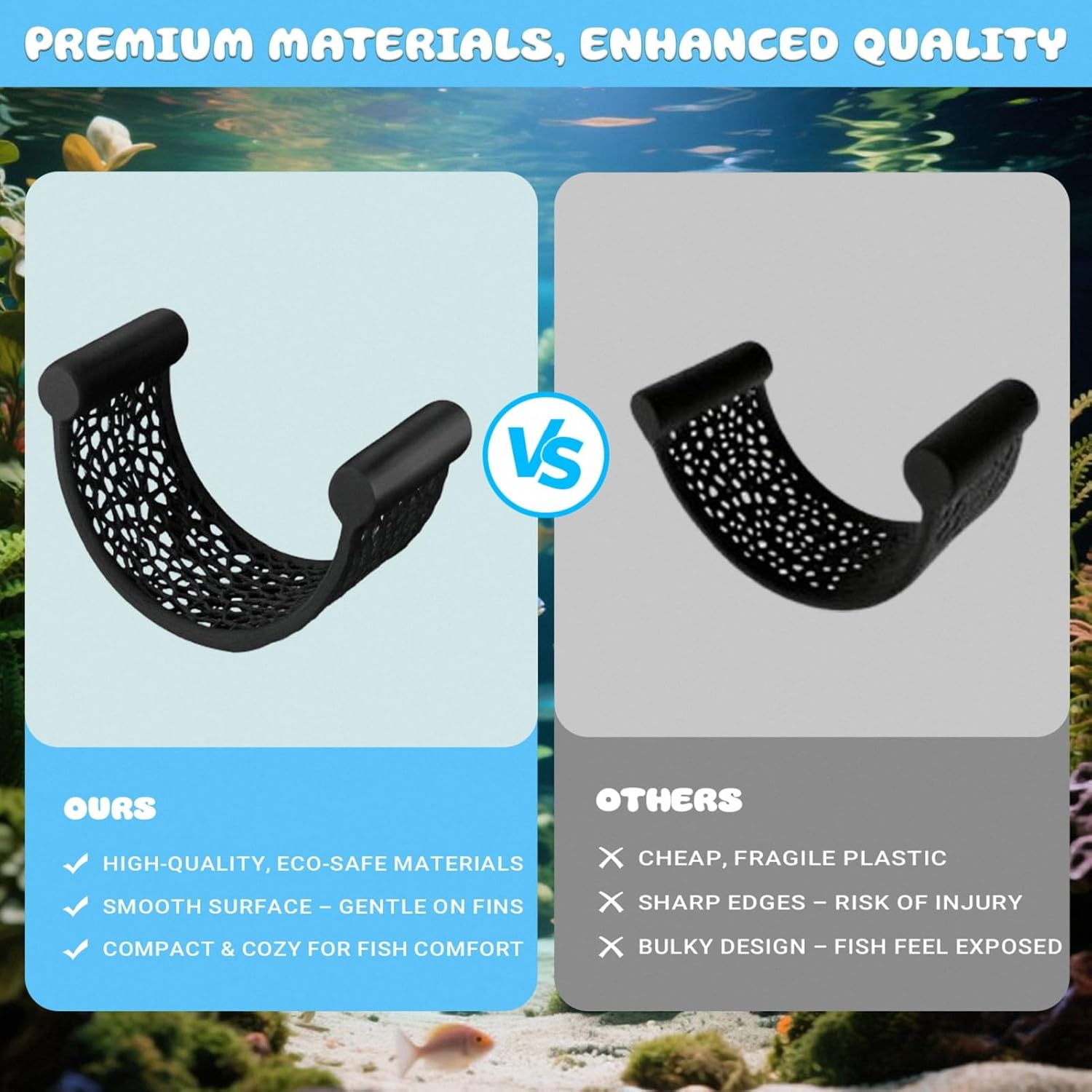 Black Betta Fish Hammock – Floating Aquarium Rest Ledge for Nano Fish, Shrimp, Corydoras – Natural-Look Black Perch Platform for Betta Tanks, Aquascape Decor, Low Flow Aquarium Accessory