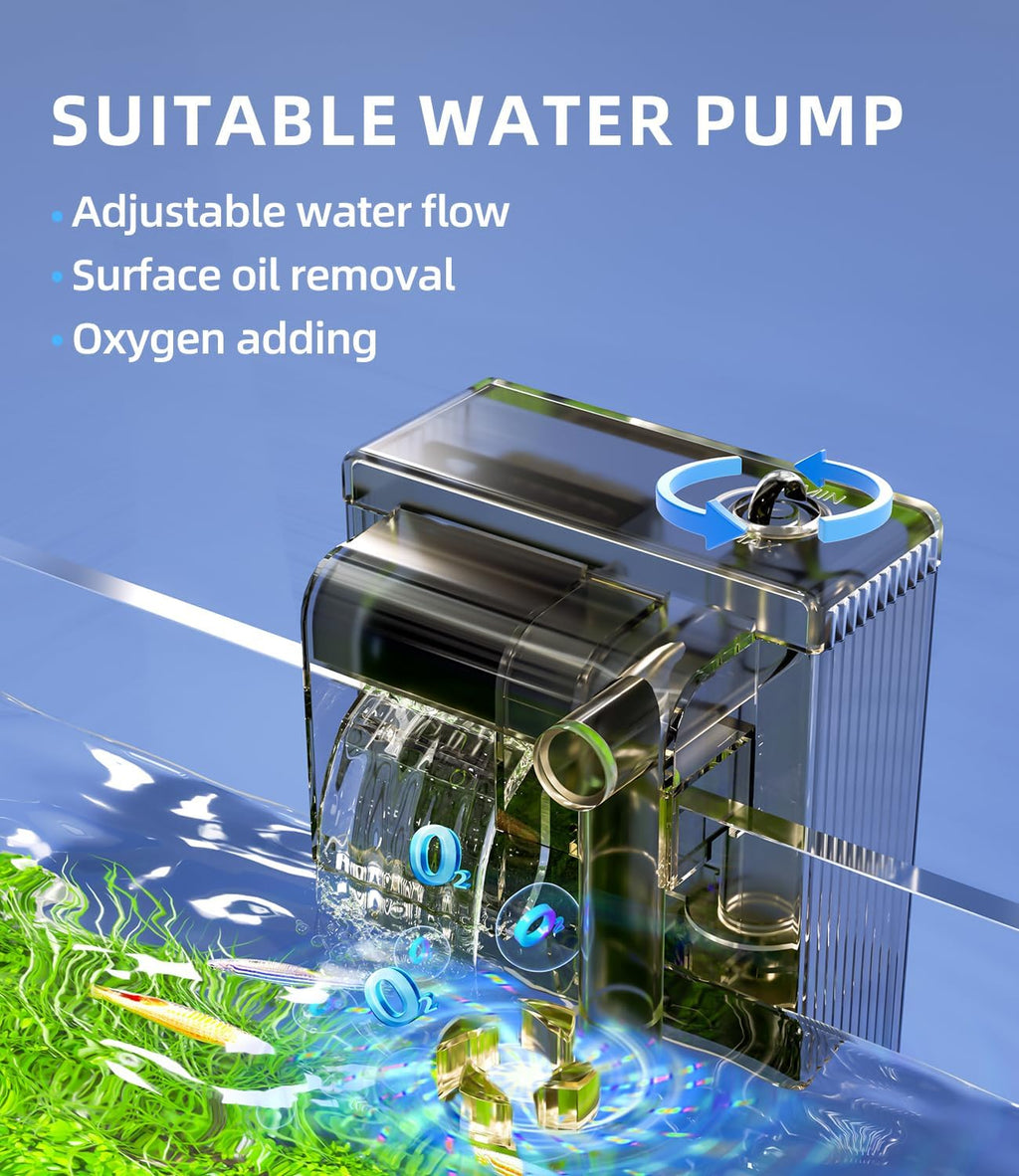 5 Gallon Fish Tank Aquarium Kit with Filter, Heater, LED Light with Timer, Siphon Vacuum Cleaner, Lid, Self-Cleaning Glass Rimless Betta Tank