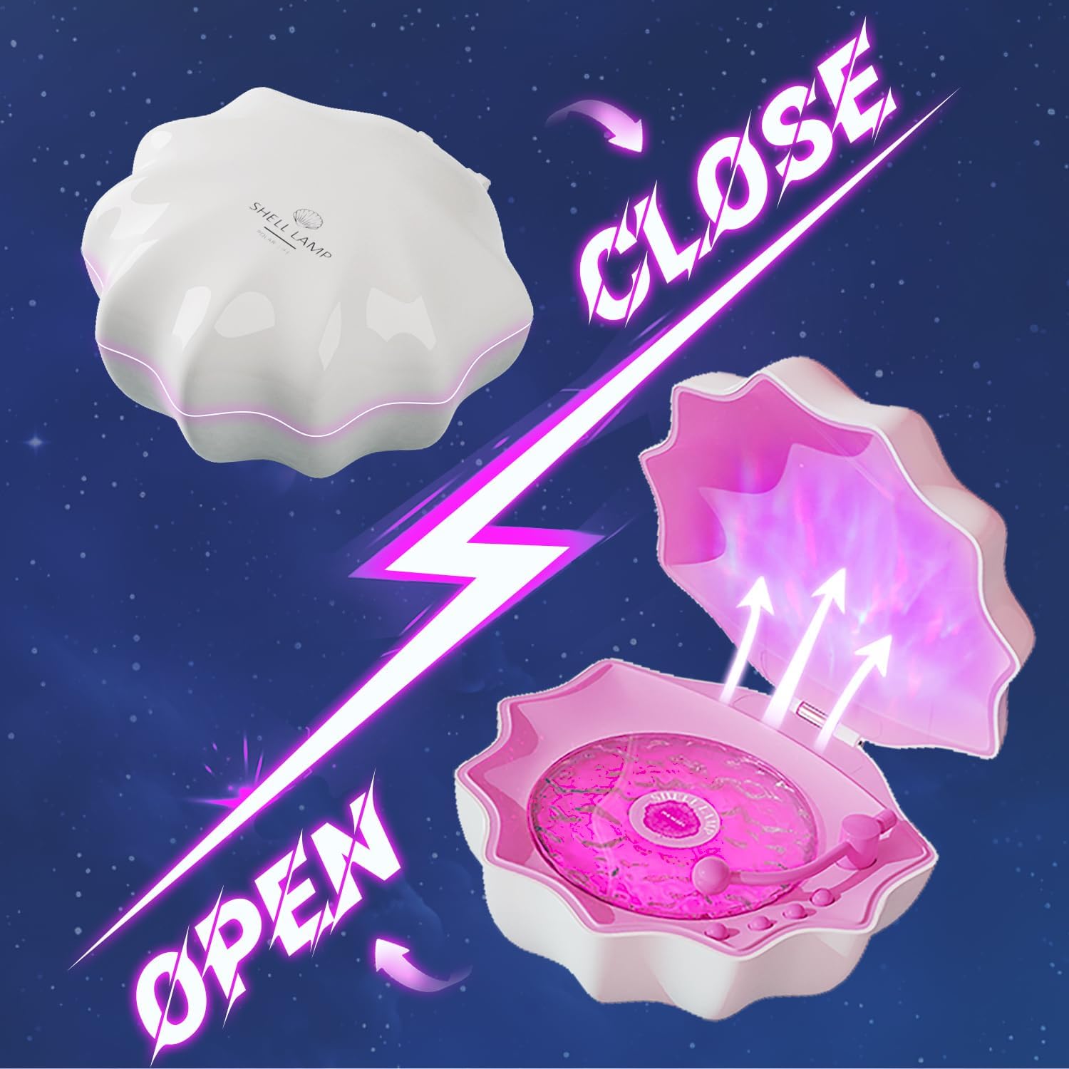 Ocean Wave Projector Light, Shell Night Light Built-in Bluetooth Speaker, Remote Control, White Noises for Home Decor/Relaxation/Party/Music/Gift (Pink)