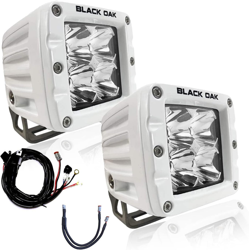 Black Oak LED Pro Series 3.0 Marine 2 Inch POD Light: Spot 40W CREE XM-L2 (2 Pack) Includes Brackets and Wiring Harness, Waterproof Lighting for Offroad Trucks, ATV, UTV, Boats