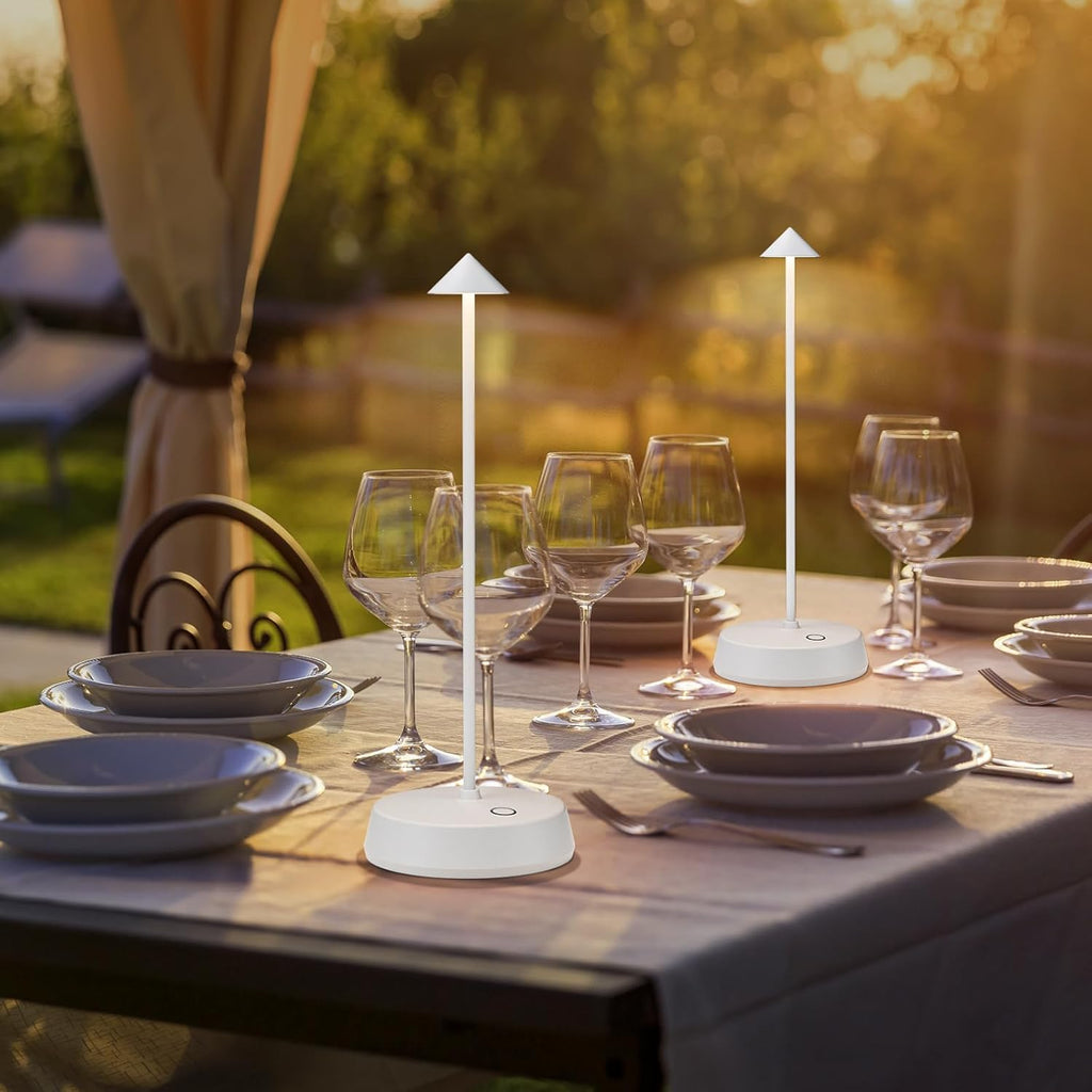 Cordless Table Lamp Rechargeable, Battery Operated 6000mAh Desk Lamp Touch Dimmable Lamp Outdoor Waterproof Portable Wireless Table Light, Small Table Lamp for Restaurant Bar/Outdoor(White-2PC)