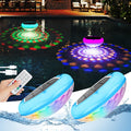 Solar Floating Pool Lights, USB Rechargeable 2600mAh Pool Lights with Remote, 6.69 Inch IP68 Waterproof RGB 6 Dynamic Modes Upper and Lower Glow Hangable Solar Floating Light for Garden 2 PCS