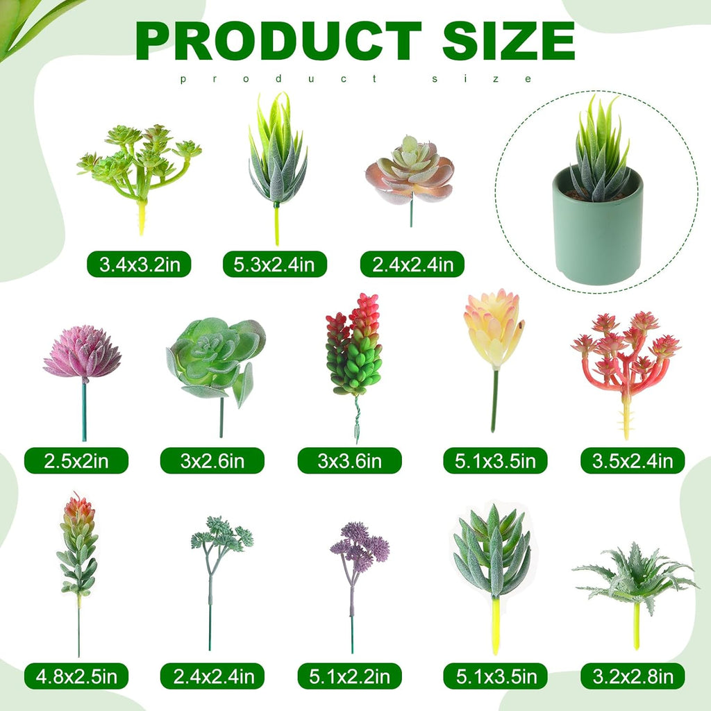 WILLBOND 100 Pieces Succulents Plants Artificial Fake Succulents Bulk Artificial Succulents Unpotted Realistic Plants Assorted Textured Succulent Faux Succulent Plastic Cactus Stems for Decoration