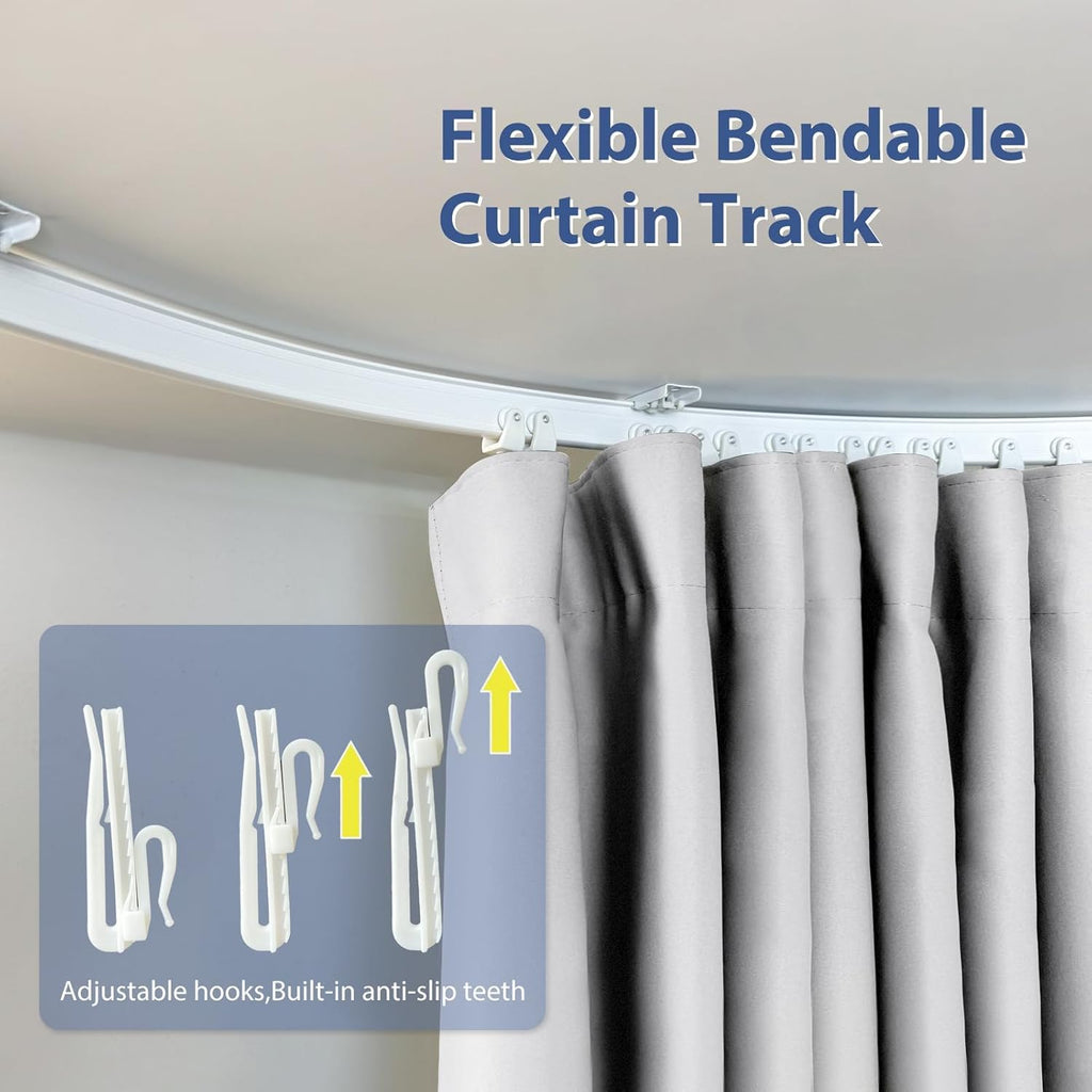 Room Divider Ceiling Mounted Curtains Track Sets Extra Wide Blackout Curtain Flexible Tracks for Bedroom Privacy Partition Separator, 1 Panel White Drape and White Rail, W12.5 x H9ft