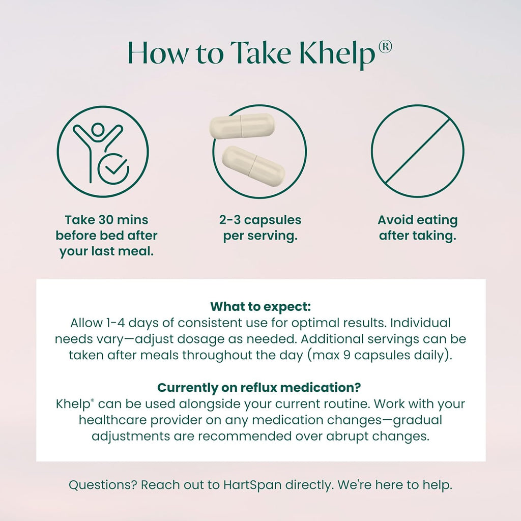 Khelp All-Natural Reflux Support – Premium Alginate Supplement | GERD, Heartburn, LPR & Acid Reflux | Drug-Free, Designed for Daily Use | No Dyes or Flavors | 60 Vegan Capsules