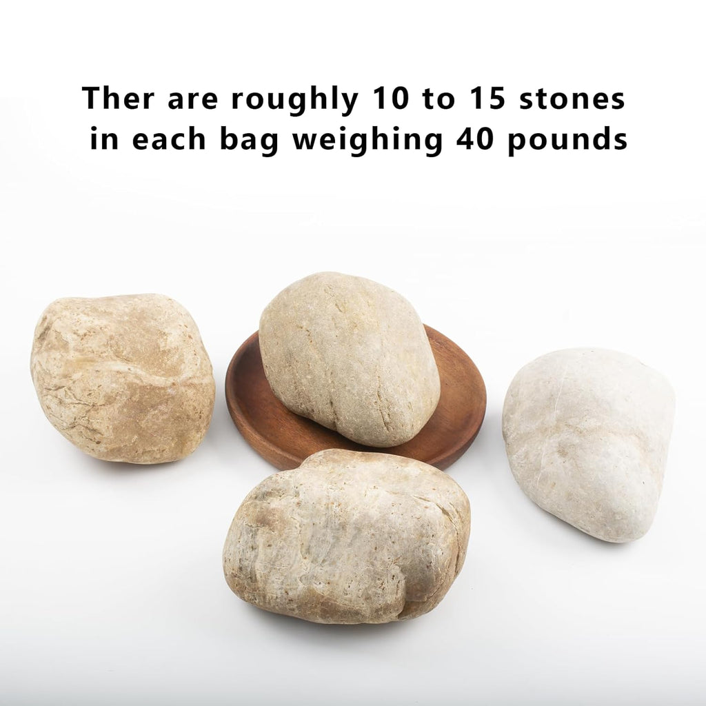 40 LBS Natural Large River Stones – 4-7 Inch Pebbles for Water Features, Aquascaping, and Garden Pathways. Ideal for Enhancing Outdoor Landscaping and Creating Beautiful Natural Designs
