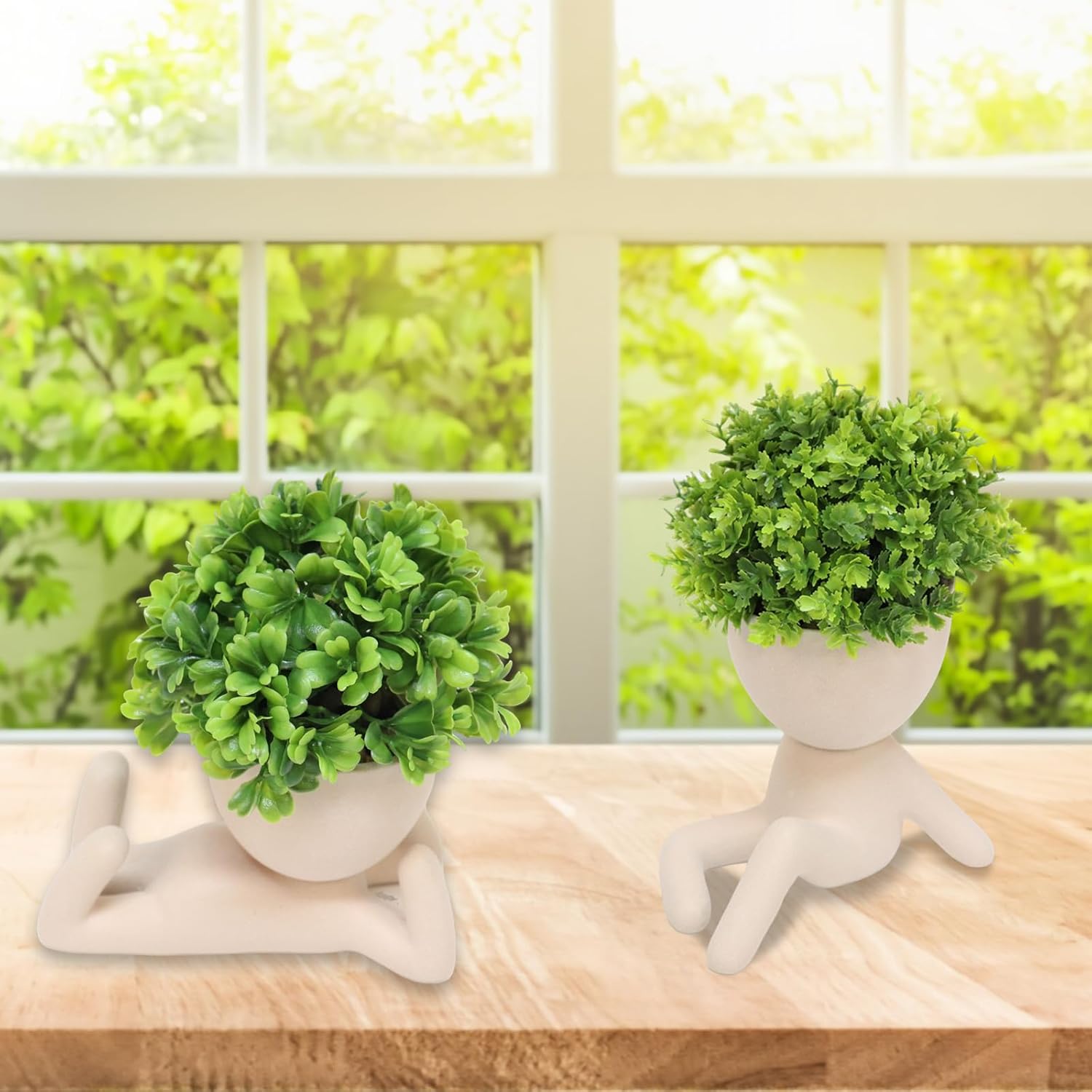 MAKHOT 4pcs Fake Succulents for Office Decorations, Artificial Succulents Plants for Work Desk, Faux Mini Plants Home Decor - Small Plant for Office Women Cubicle Decoration(Cream Color)