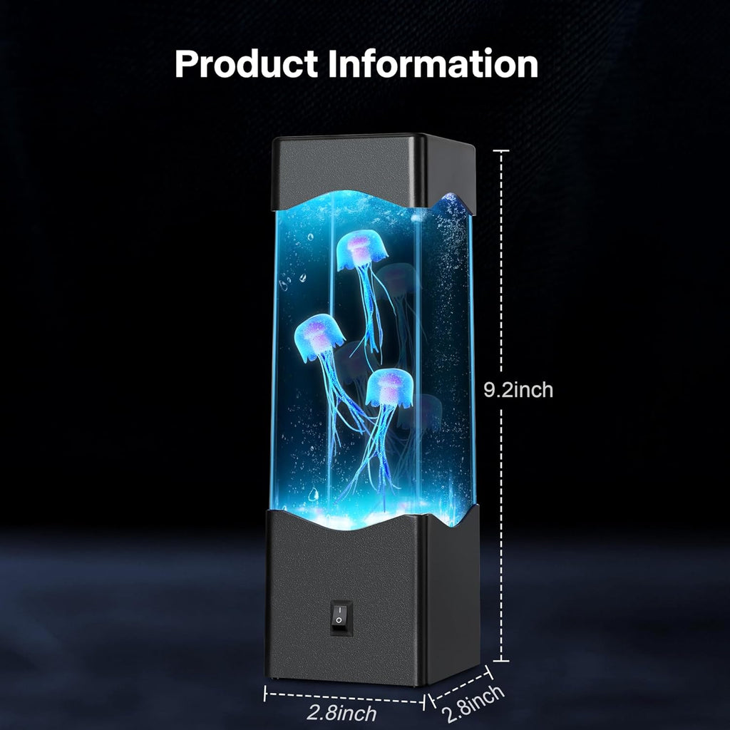 Gifts for Adults Kids, Multi-Color Jellyfish Lamp, USB Powered Aquarium Night Lights with 3 jellyfish,Jelly fish Tank Light Lamp Bedroom Office Room Desktop Decoration Mood Lamp for Stress Relief