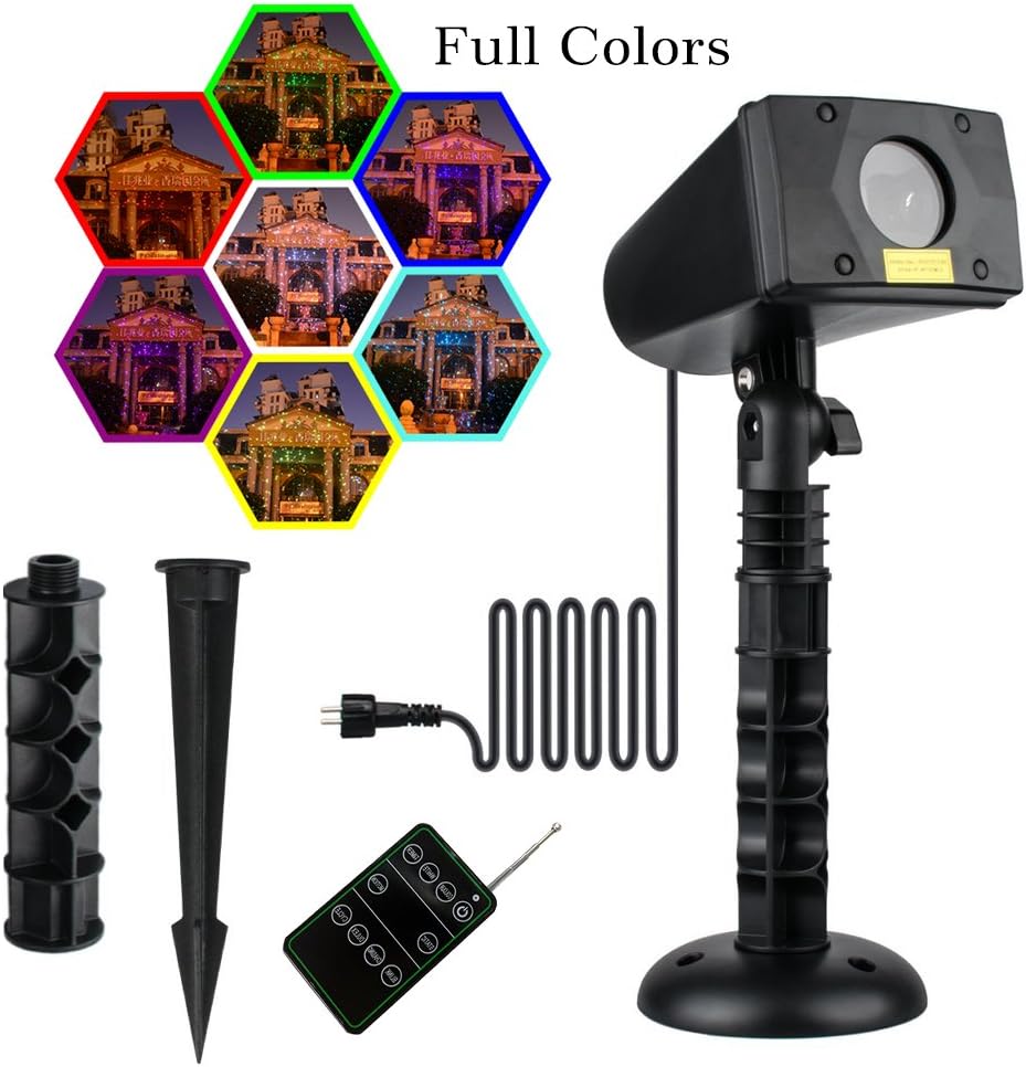 LedMAll Motion Snow Fall Full Spectrum Star Effects 7 Color White Laser Christmas Lights Decorative Lights Remote Control