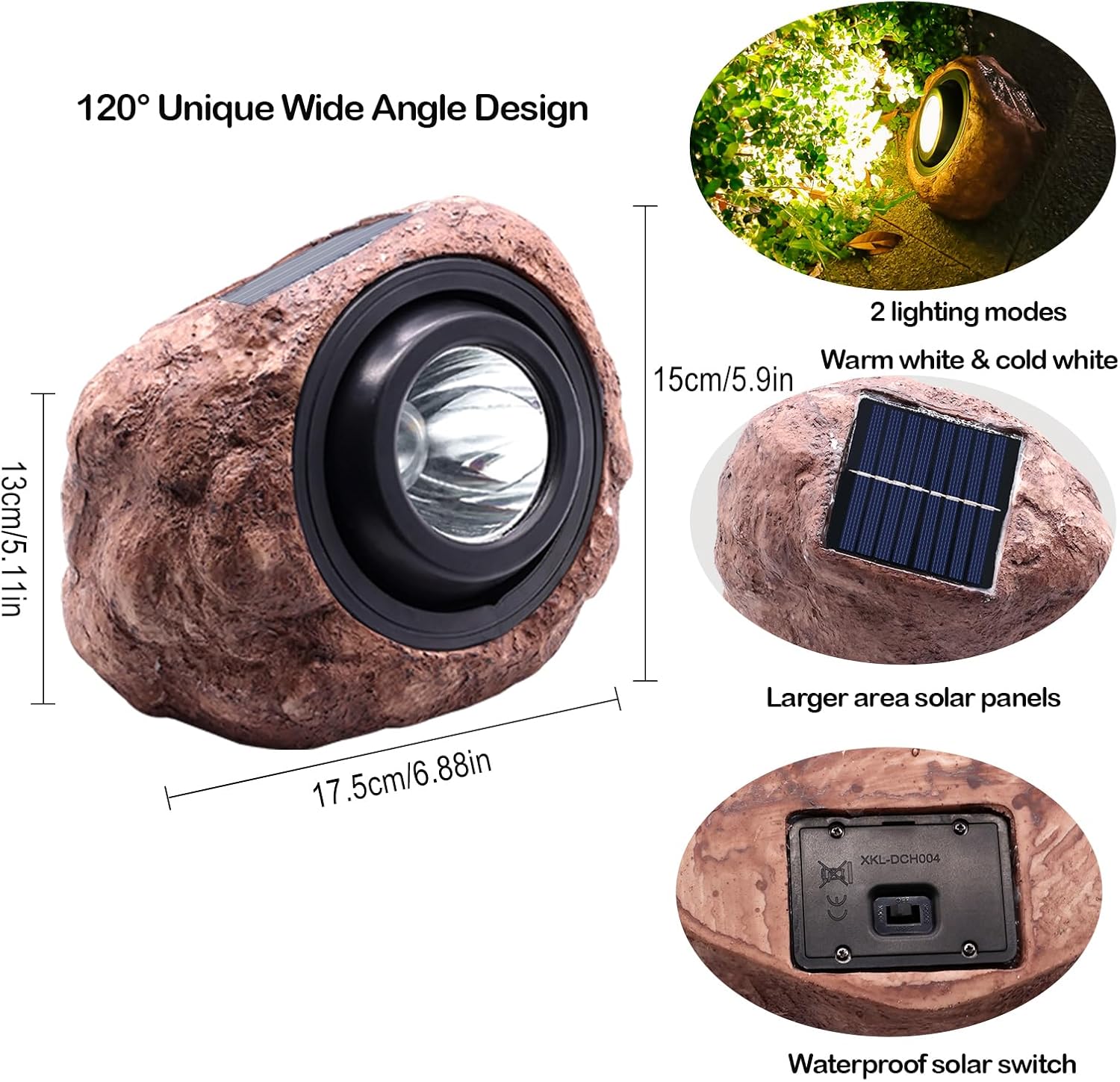 Solar Powered Rock Lights Outdoor- 2 Pack Super Bright Solar Spot Garden with 2 Lighting Modes, IP65 Waterproof Outdoor Decorative for Garden,Backyard, Roads, Yard, Patio Landscape,Sidewalks