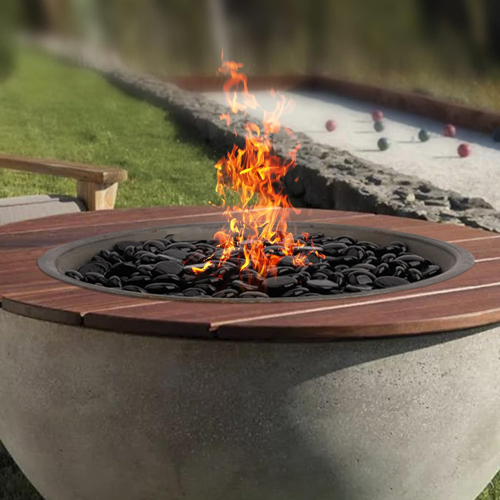 Skyflame 10-Pound Fire Glass Beads for Fire Pit Fireplace, 1/2-Inch Size Onyx Black Reflective Decorative Blended Fireglass Drops for Landscaping