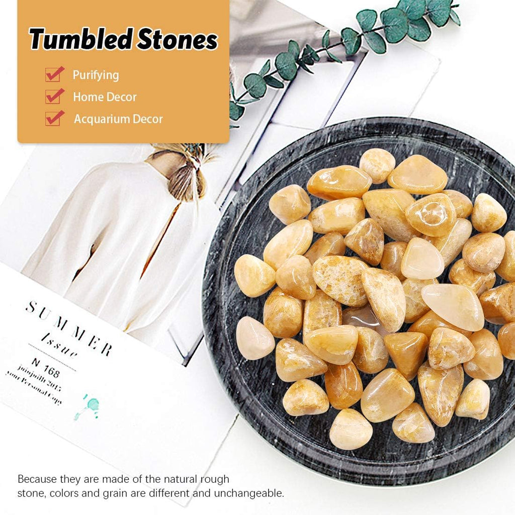 Hilitchi 1lb Bulk Large Natural Tumbled Polished Brazilian Stones Gemstone Healing Crystals Quartz for Wicca, Reiki, and Energy Crystal Healing (Yellow Aventurine About 1lb/450g/16oz/bag)