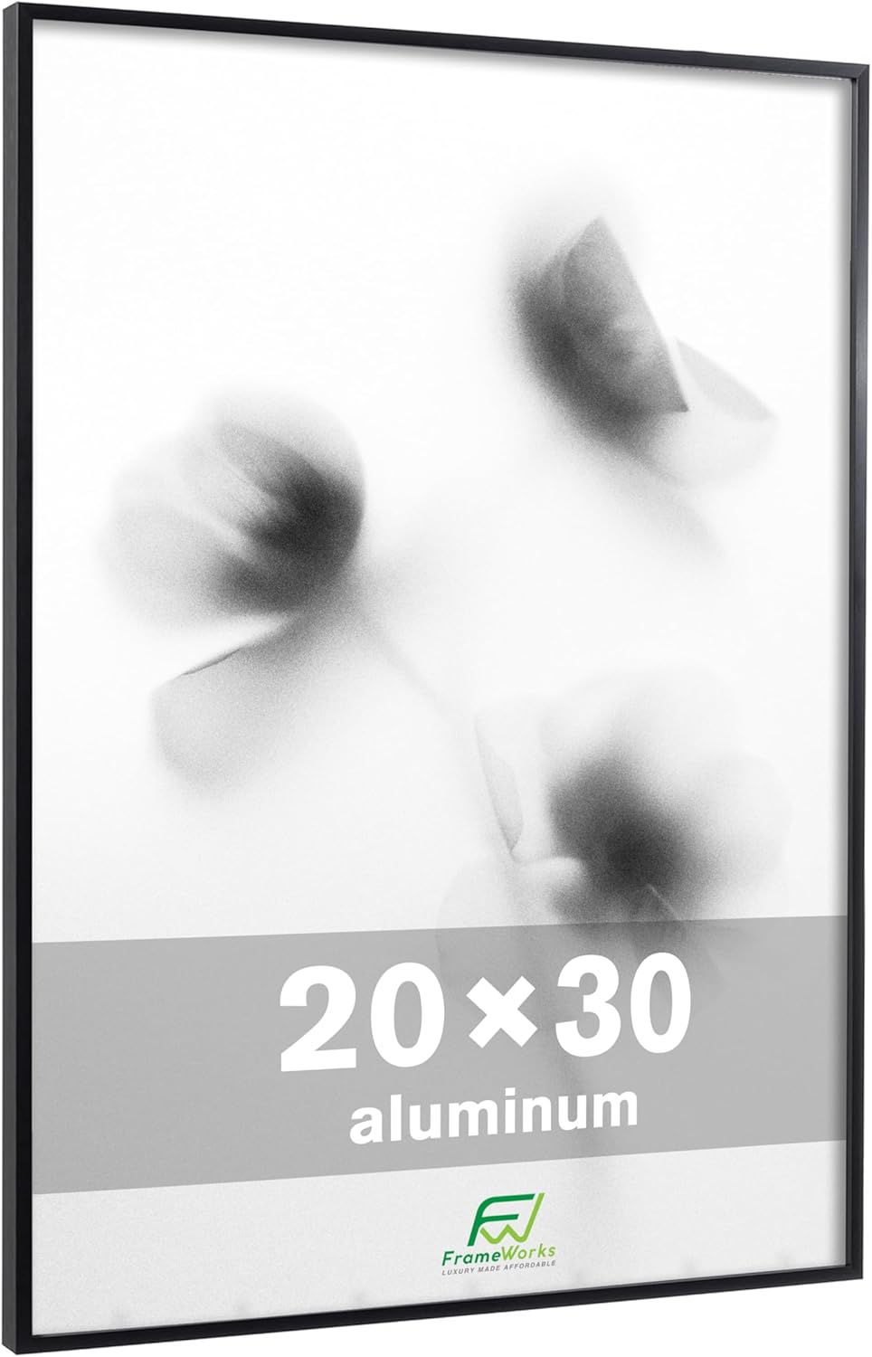FrameWorks 20x30 Brushed Aluminum Poster Frames – Modern Brushed Metal Design w/Shatterproof Plexiglass, Perfect for Posters, Artwork, Paintings, Wall Displays – Home or Office Decor, Black - 1 Pack