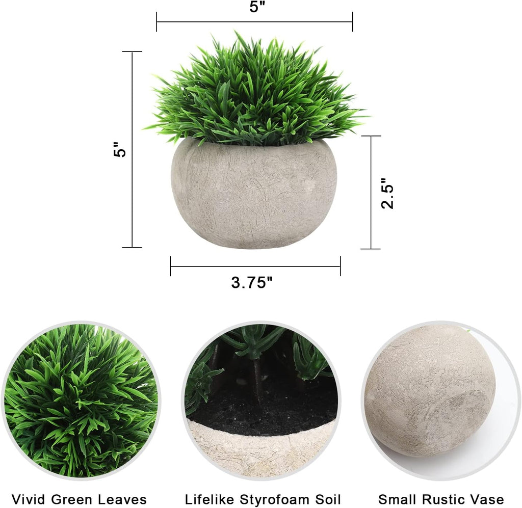 THE BLOOM TIMES 2 Pcs Small Fake Plants for Home Decor Indoor, Artificial Faux Potted Greenery for House Office Decorations