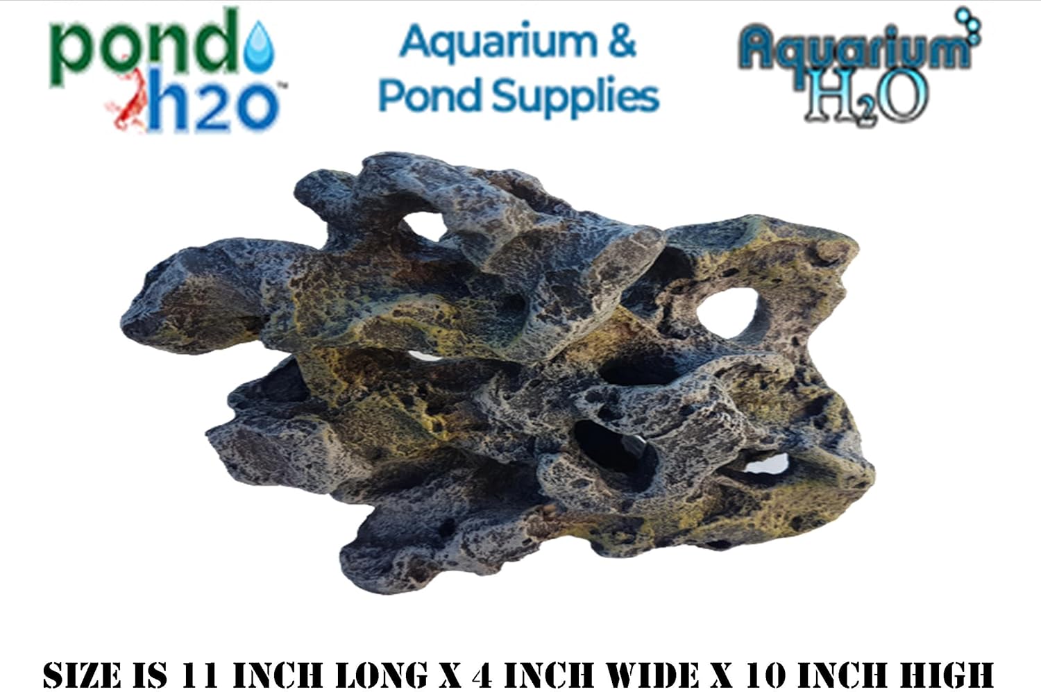 Gray Rock Formation for Aquariums or Fish Tanks 11 Inches Long | Extra Large Resin Ornament, Fish & Reptile Habitat Safe Aquascape Rock Outcrop, Artificial Aquarium & Fish Tank Decoration Ornament