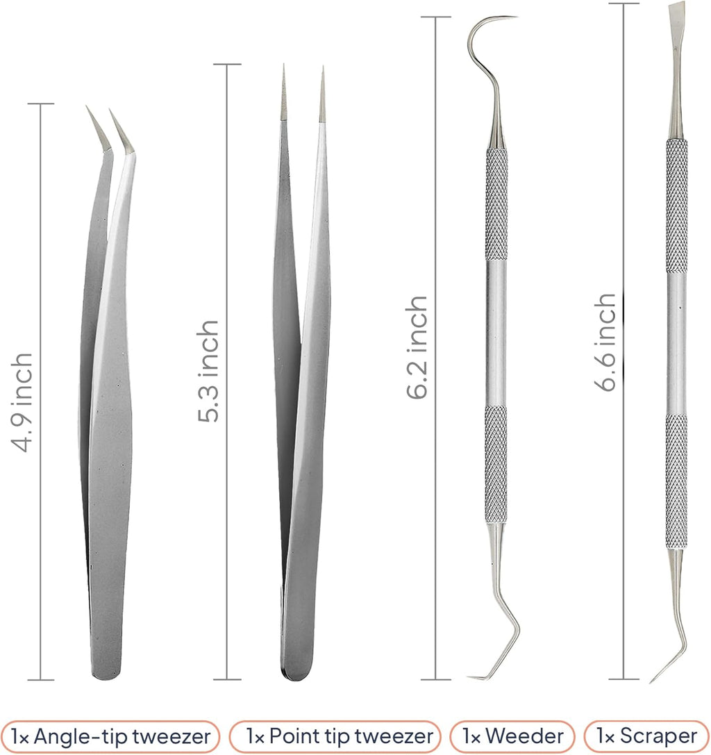 Premium Vinyl Weeding Tool Kit - Precision Stainless Steel Weeder - Hook and Pick with Fine Tweezers Crafting Set for Cricut Vinyl - by iVyne (Silver)