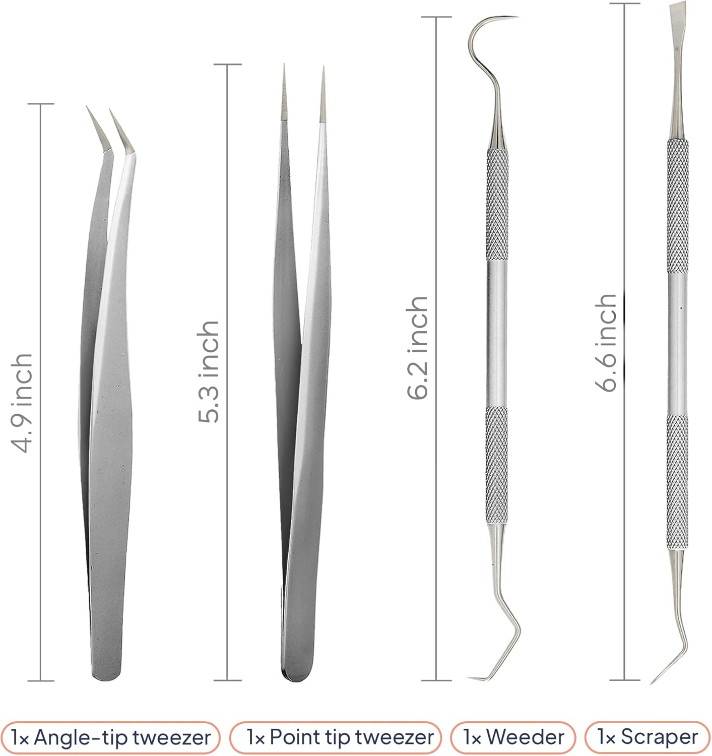 Premium Vinyl Weeding Tool Kit - Precision Stainless Steel Weeder - Hook and Pick with Fine Tweezers Crafting Set for Cricut Vinyl - by iVyne (Silver)