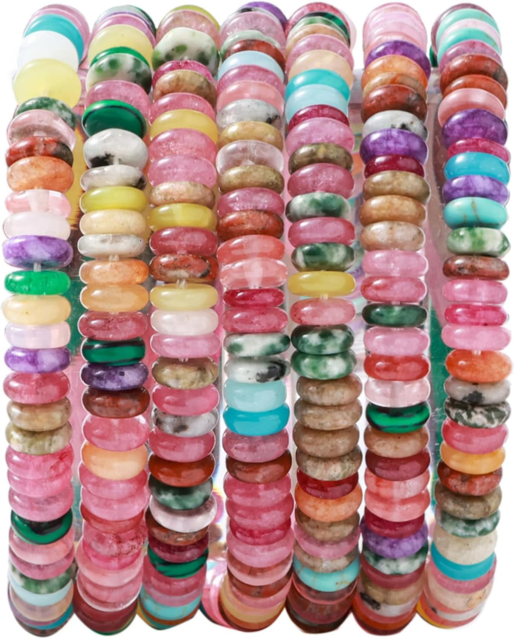 Natural Dark Mix Colored Stone Disk Spacer Beads 6x2mm 38cm/str Flat Rondelle Loose Semi Gemstone Caps for Making Bracelets Necklace