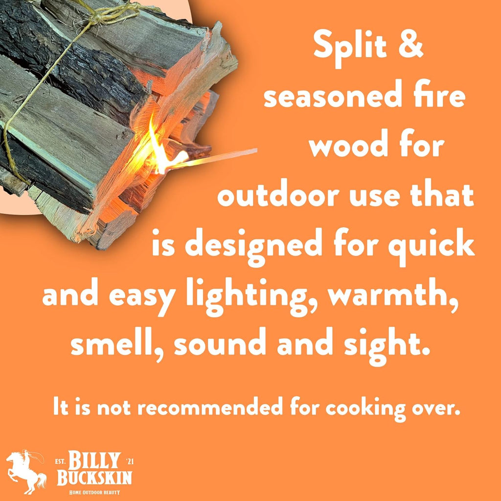 Billy Buckskin 18 LB Juniper Firewood Bundle – Aromatic & Seasoned Wood Logs with Fatwood Starter Sticks for Fire Pit, Campfire, Fireplace, Wood Stoves and Outdoor Grilling