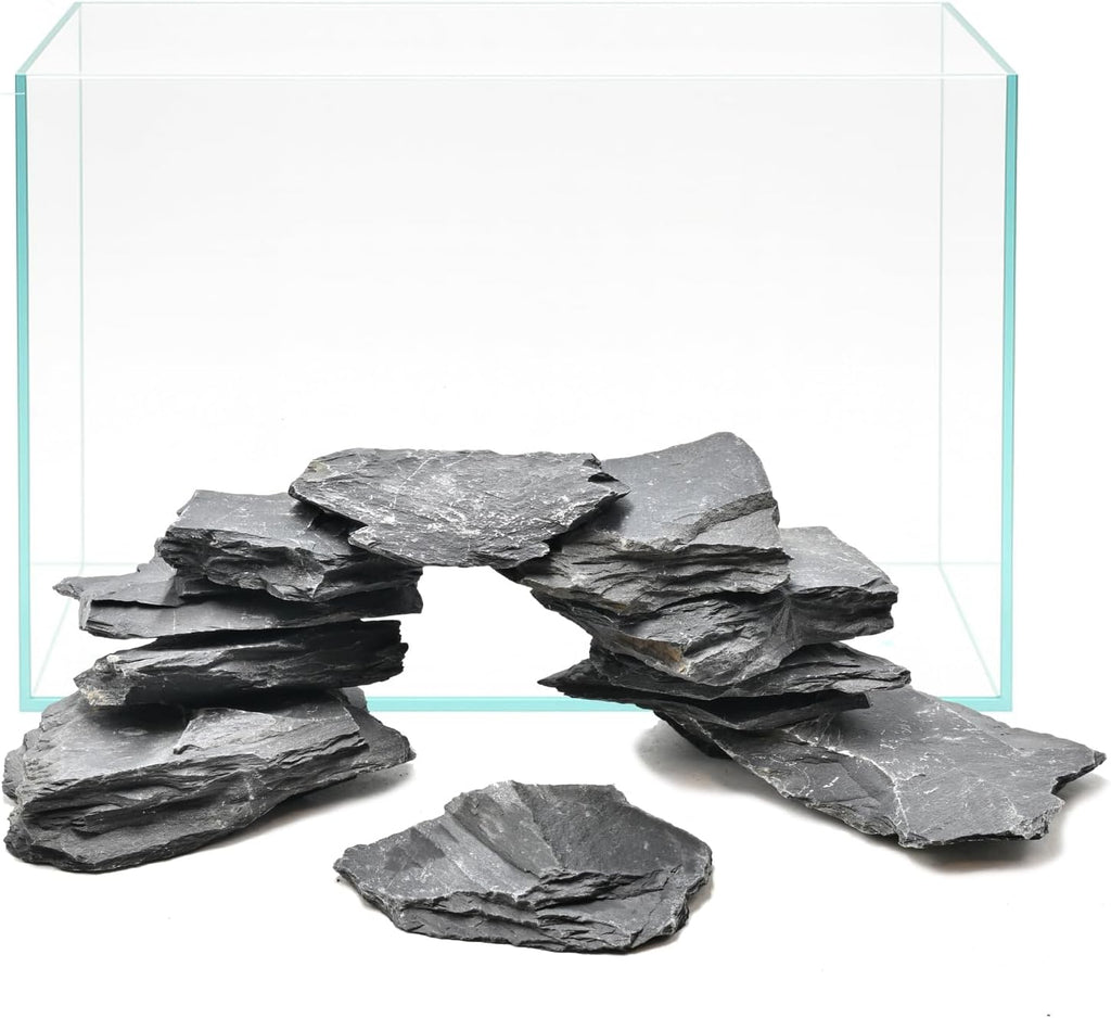 Natural Slate Rocks 2-6 Inches Aquarium Rocks 10lb Natural Stones for Fish Tank Aquascaping Reptile Terrarium Landscaping Decor