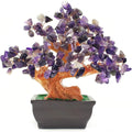 Feng Shui Quartz Crystal Money Tree Bonsai Style Decoration for Luck and Wealth (Purple)