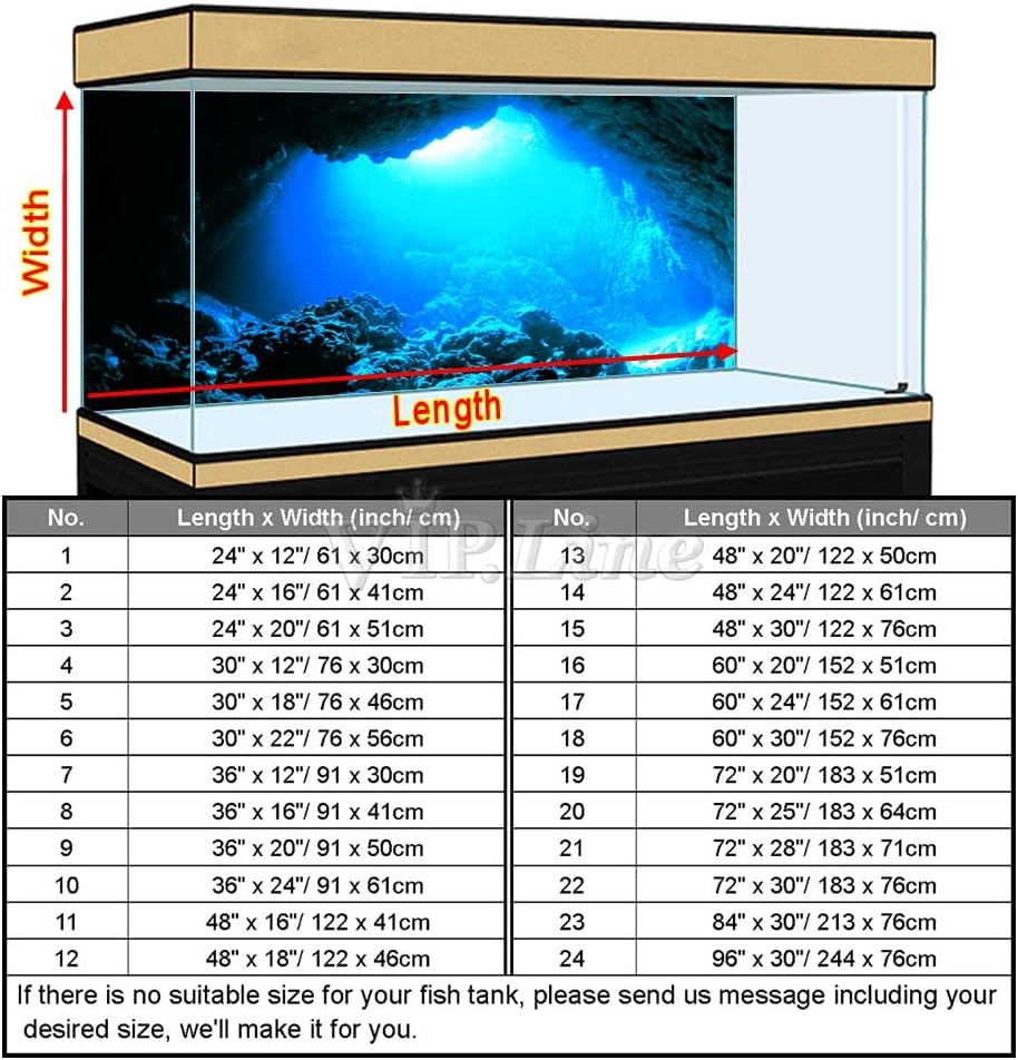 Aquarium Background Poster Under Water Cave Sunlight Fish Tank Backdrop Decorations PVC Fish Tank Background (24" x 12"/ 61 x 30cm)