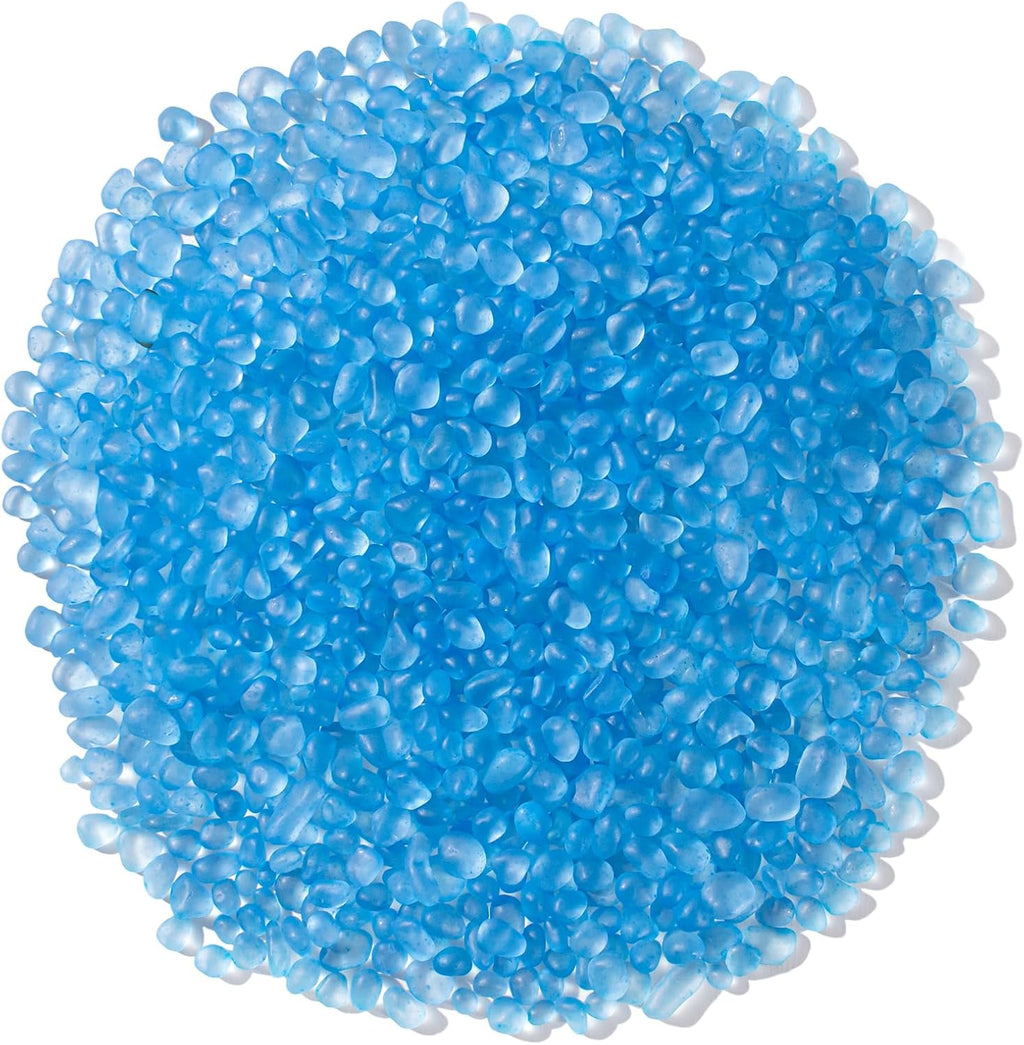 Keedolla 3 LB Sea Glass Stones Frosted Glass Pebbles Gemstones for Aquarium Rocks, Fish Tank Gravel, Vase Fillers, DIY Crafts - Sky Blue