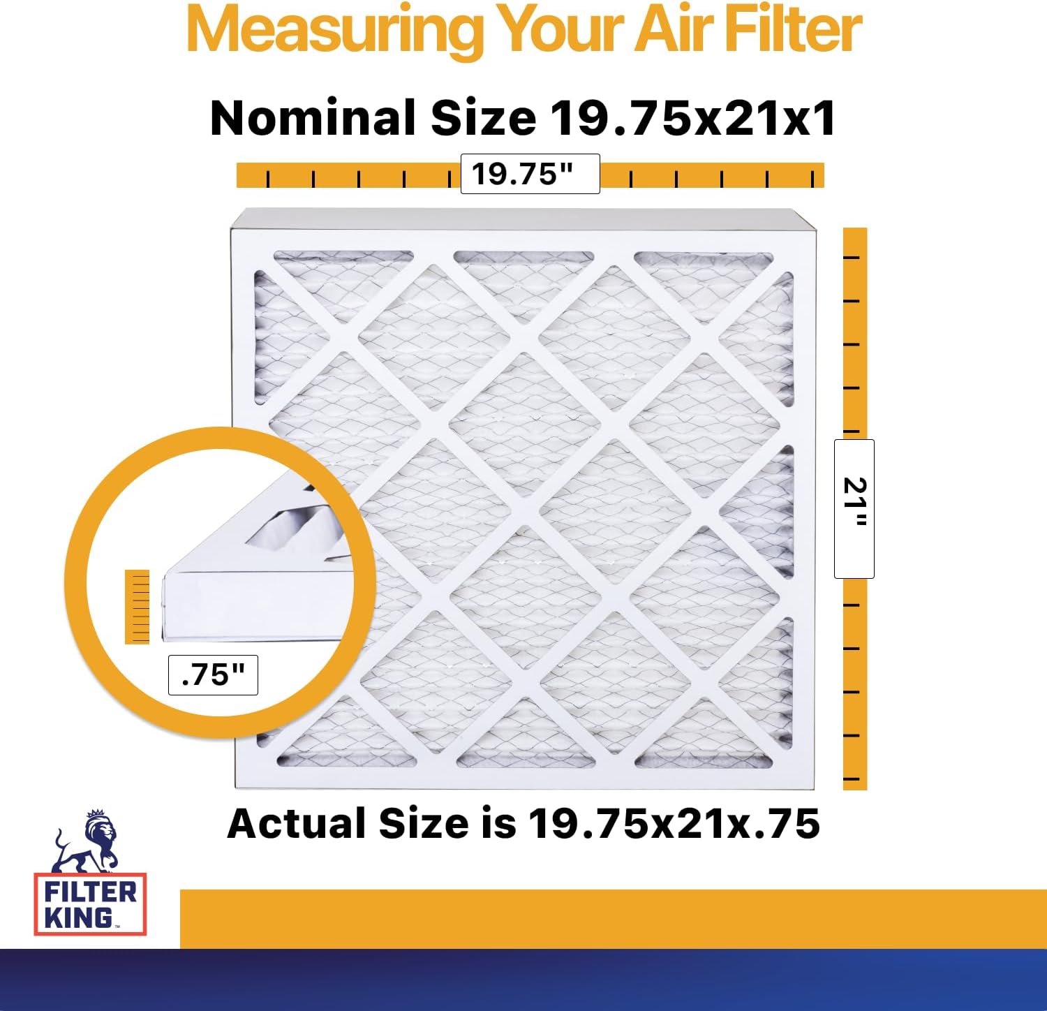 Filter King Air Filters 19.75x21x1 | 4-PACK | MERV 13 HVAC Pleated AC Furnace Filters | Air Purifier | Replacement Filters for Clean, Healthy & Fresh Environment | MADE IN USA