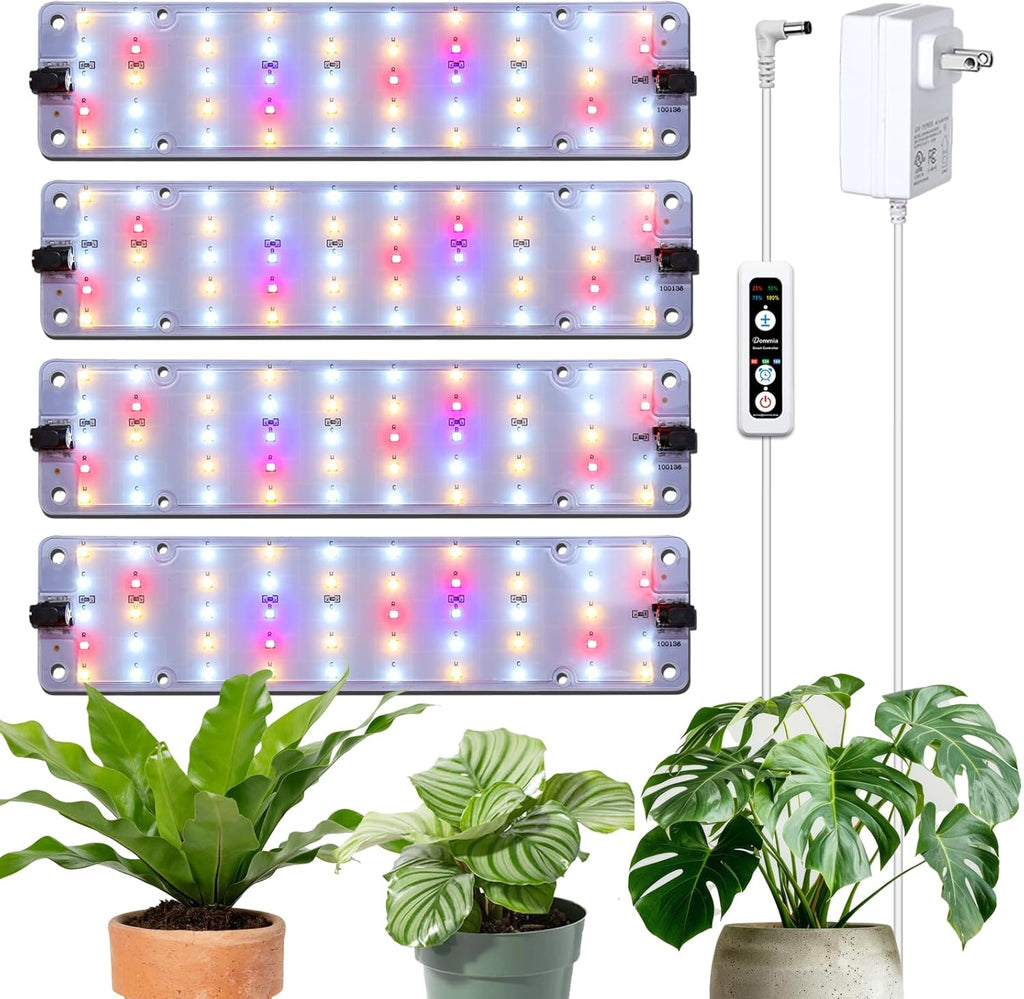 DOMMIA Grow Lights, 40W Linkable Grow Lights for Indoor Plants Full Spectrum, 6/12/16h Timer, Dimmable Ultra-Thin Plant Lights for Indoor Growing, Pinkish White, 2-Set
