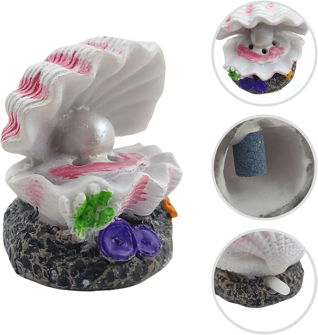 Aquarium Shell Decor Air Bubble Stone with Air Stone Bubbler Volcano Ornament Mini Cute Undersea Clam Pearl Ornaments for Fish Shrimp Crab Betta Tank