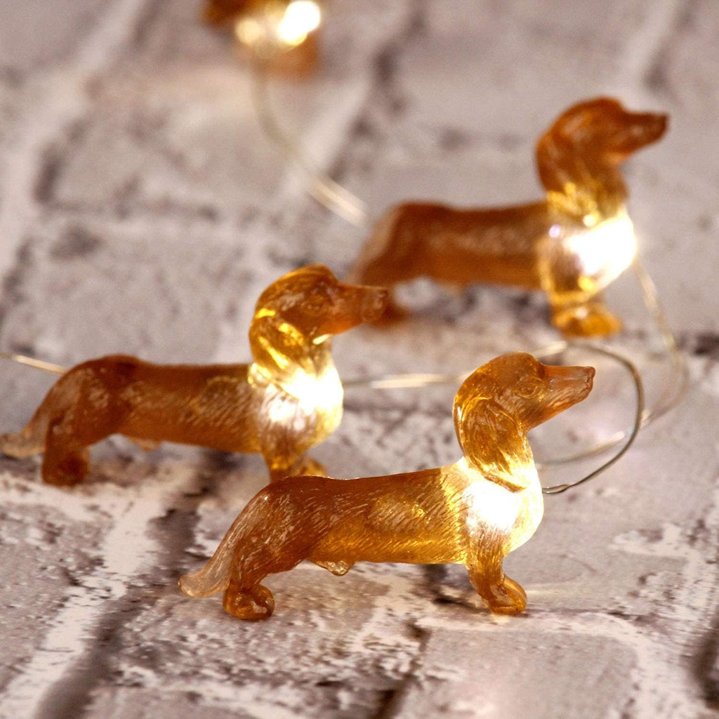 Christmas Decor Cute Dog String Lights 10ft 30LEDs Battery Operated Dachshund Icon Warm White Light USB Plug-in Fairy Lights with Remote Gifts for Pet Lovers Birthday Party Room Decor