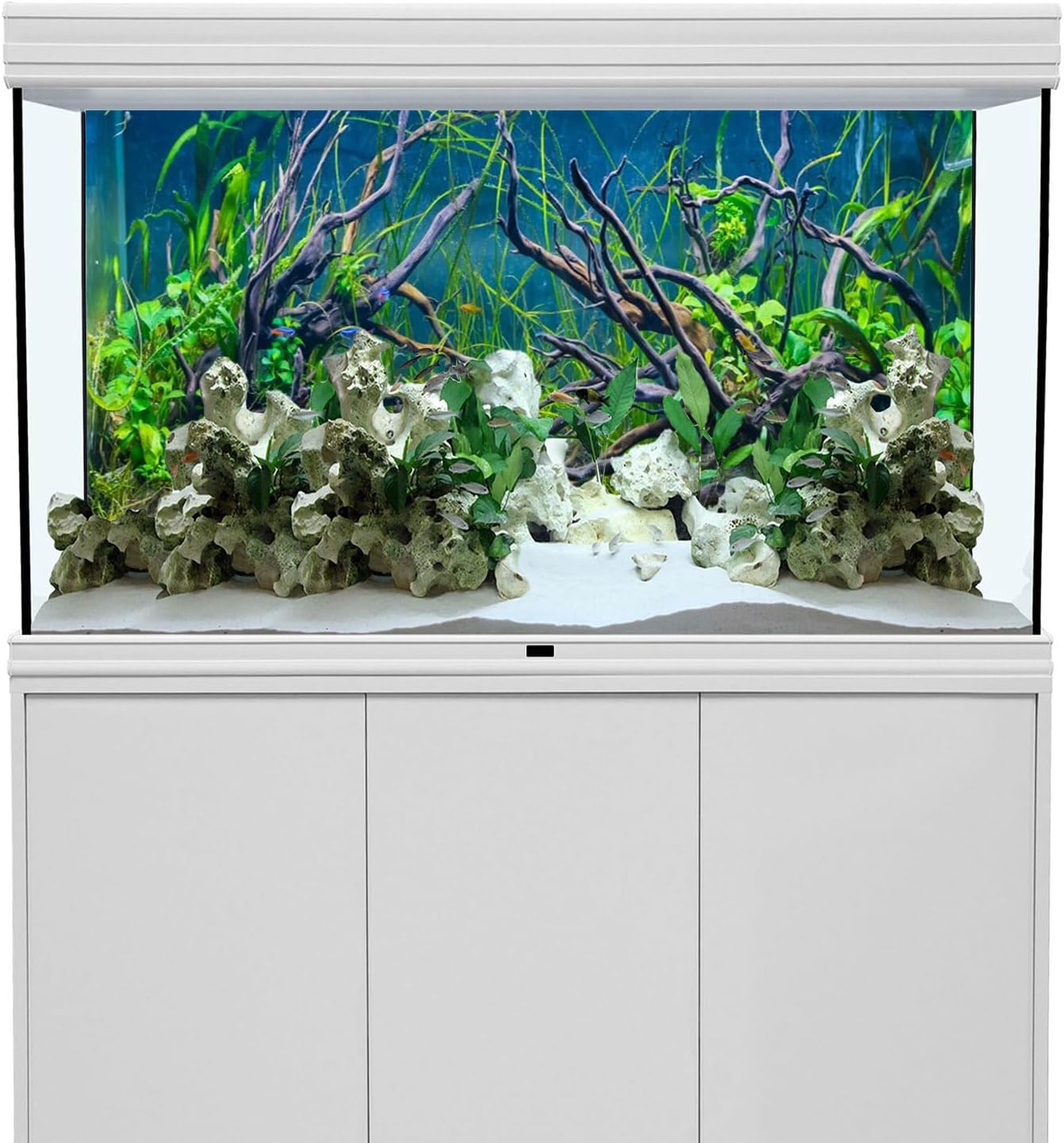 AWERT 48x18 inches Tropical Fish Tank Background River Bed & Lake Aquatic Plant Undersea Tree Branch Aquarium Background Vinyl