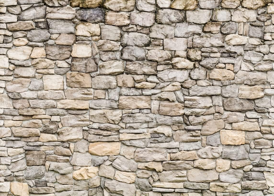 BELECO 15x10ft Fabric Grey Brick Stone Wall Backdrop Rock Stones Video Conference Background Vintage Stone Backdrop Birthday Party Decor Portrait Photoshoot Home Decor Studio Photography Photo Props