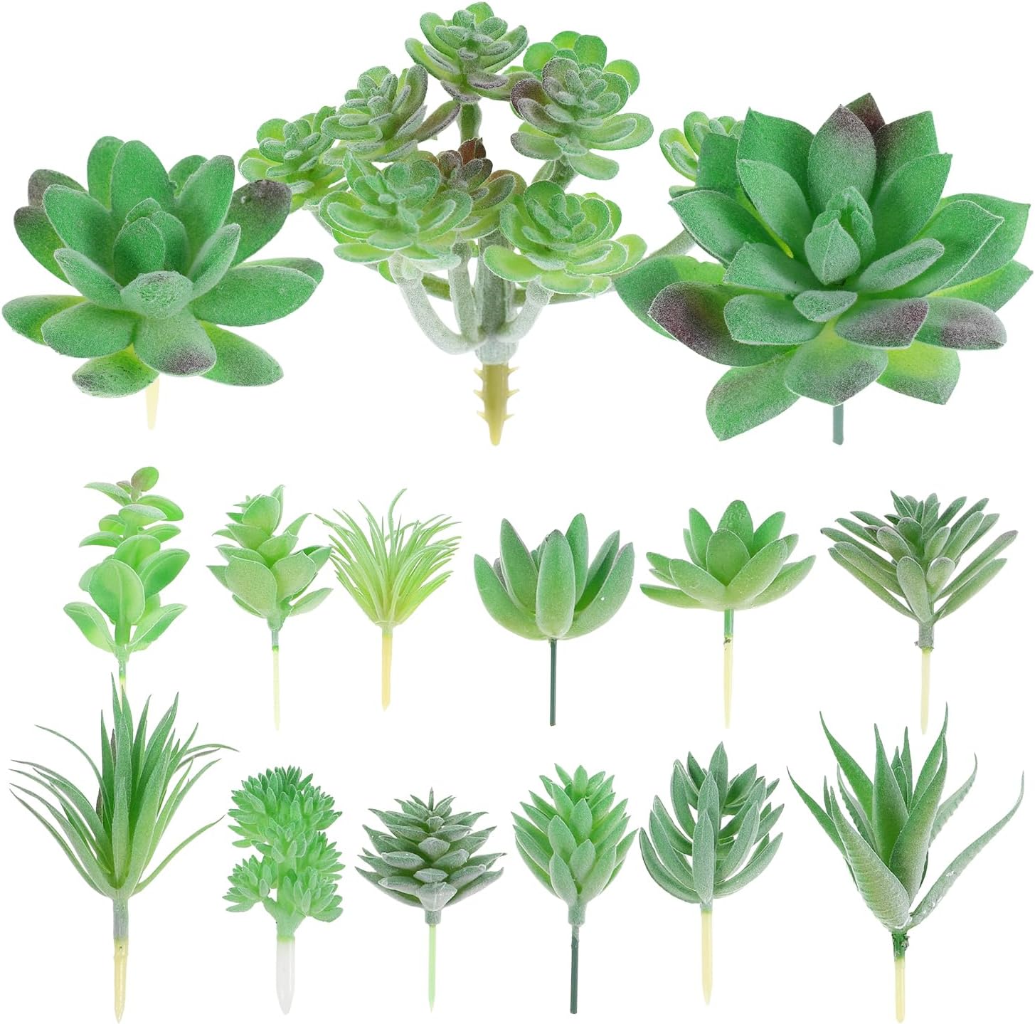 LUOZZY 15 Pcs Mini Fake Succulents Unpotted Realistic Faux Greenery for Wedding Home Decor Tiny Fake Plants for DIY Crafting and Party Centerpieces