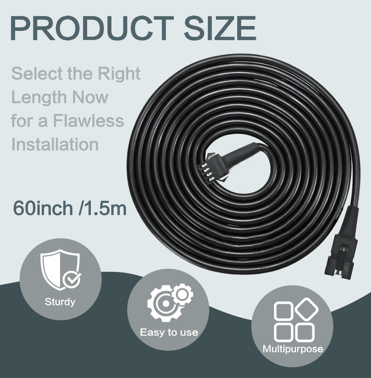 8 Pcs 4 Pin 60 inch LED Rock Light Extension Cable, Rock Light Extension Wire 4 Pin RGB Connector with High-Purity Copper & PVC Insulation for Motorcycle, ATV, Car,Trucks, RV & Neon Strip