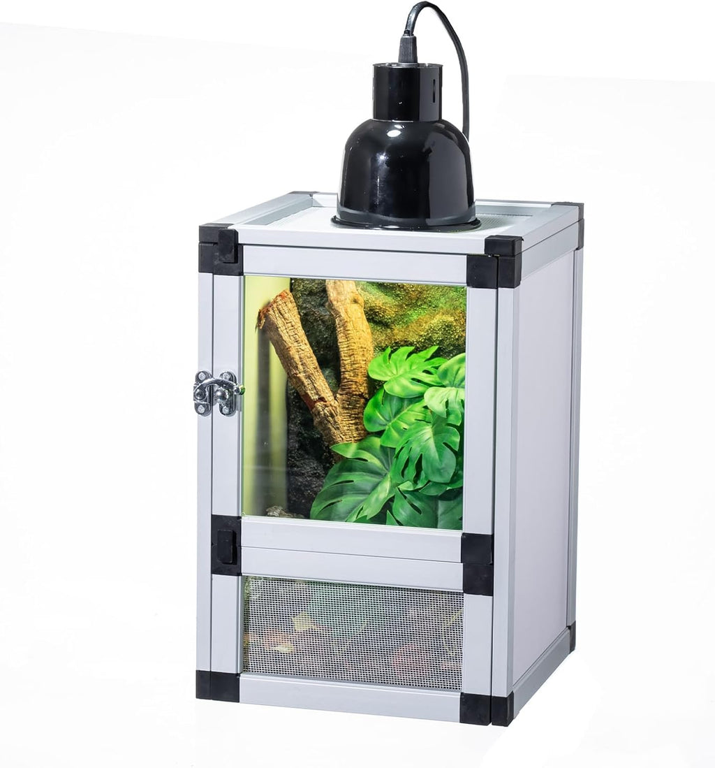 Jumping Spider Enclosure, Small Reptile Cage Hatching Habitat, Toxirium 8" x 8" x 12" Screen & Acrylic Doors, Ventilated Terrarium for Lizards, Snakes, Frogs, Easy Assembly, Two Doors