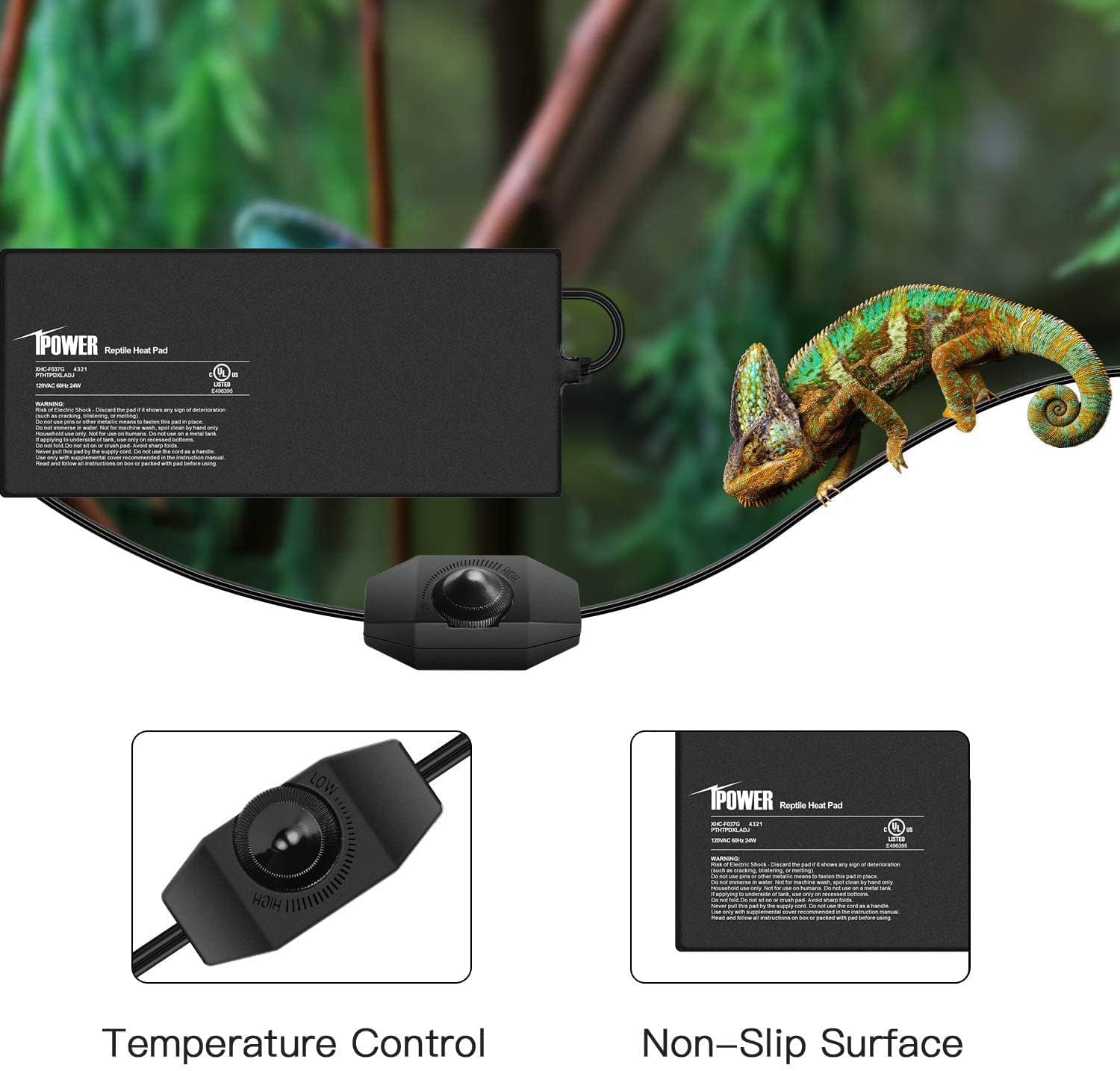 iPower 8x18 Inch Reptile Heating Pad with Adjustable Controller Knob, Under Tank Heater Mat for Turtles, Lizards, Snakes, Amphibians & Small Pets, 2 Pack
