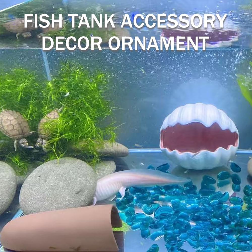 RUIAN Cute Aquarium Decorations Ceramic Conch Shell-Shaped House Thematic Betta Fish Tank Accessory Decor Ornament Hideout Cave for Fish Playing or Hiding,Hamster House,Craft Projects (Pink)
