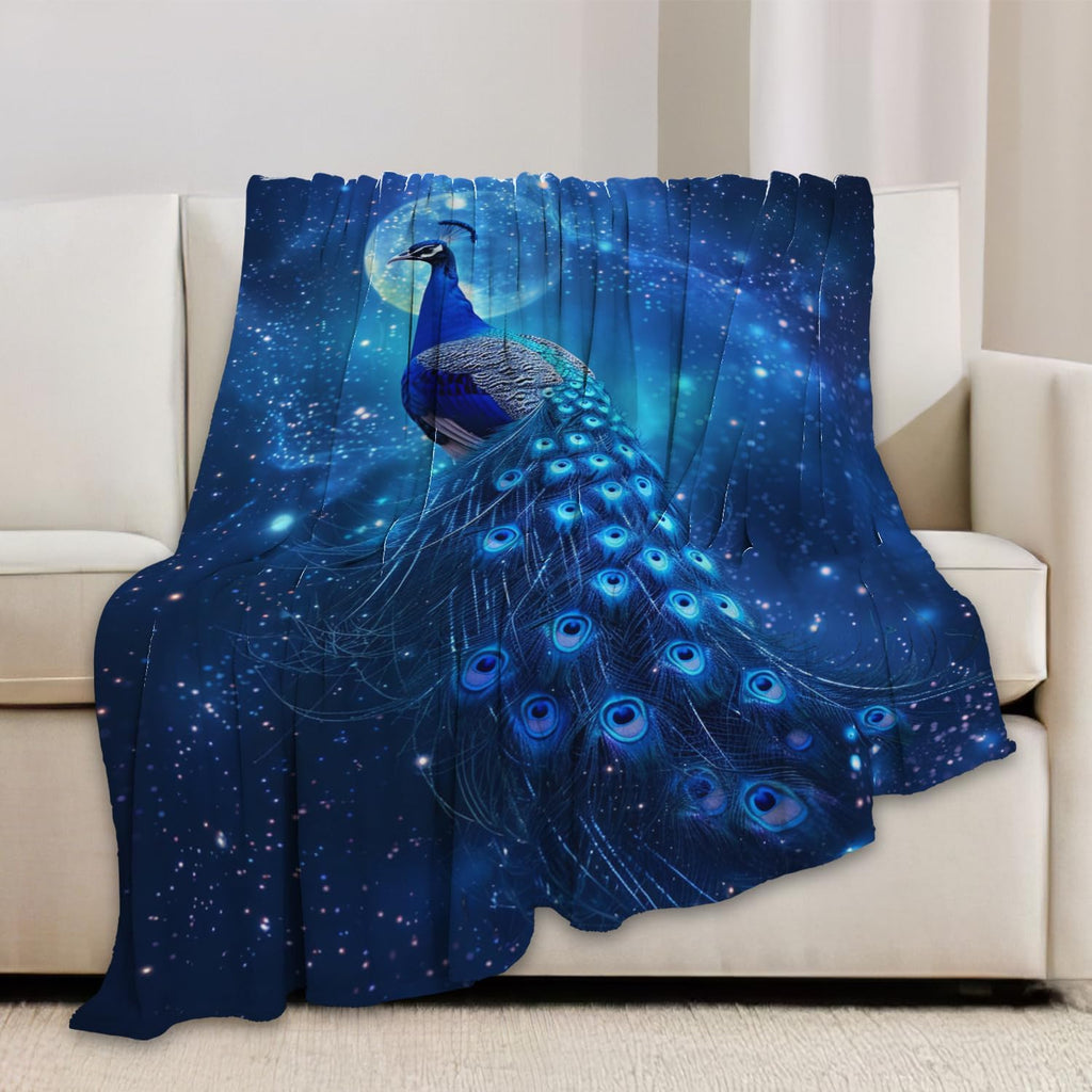 Peacock Blanket Peacock Throw Blanket Animals Flannel Stuff Merch Cozy Decor Fleece Plush Fuzzy Warm Soft Lightweight Bedding Gifts for Girls Women Men Boy Couch Sofa 50"X40"